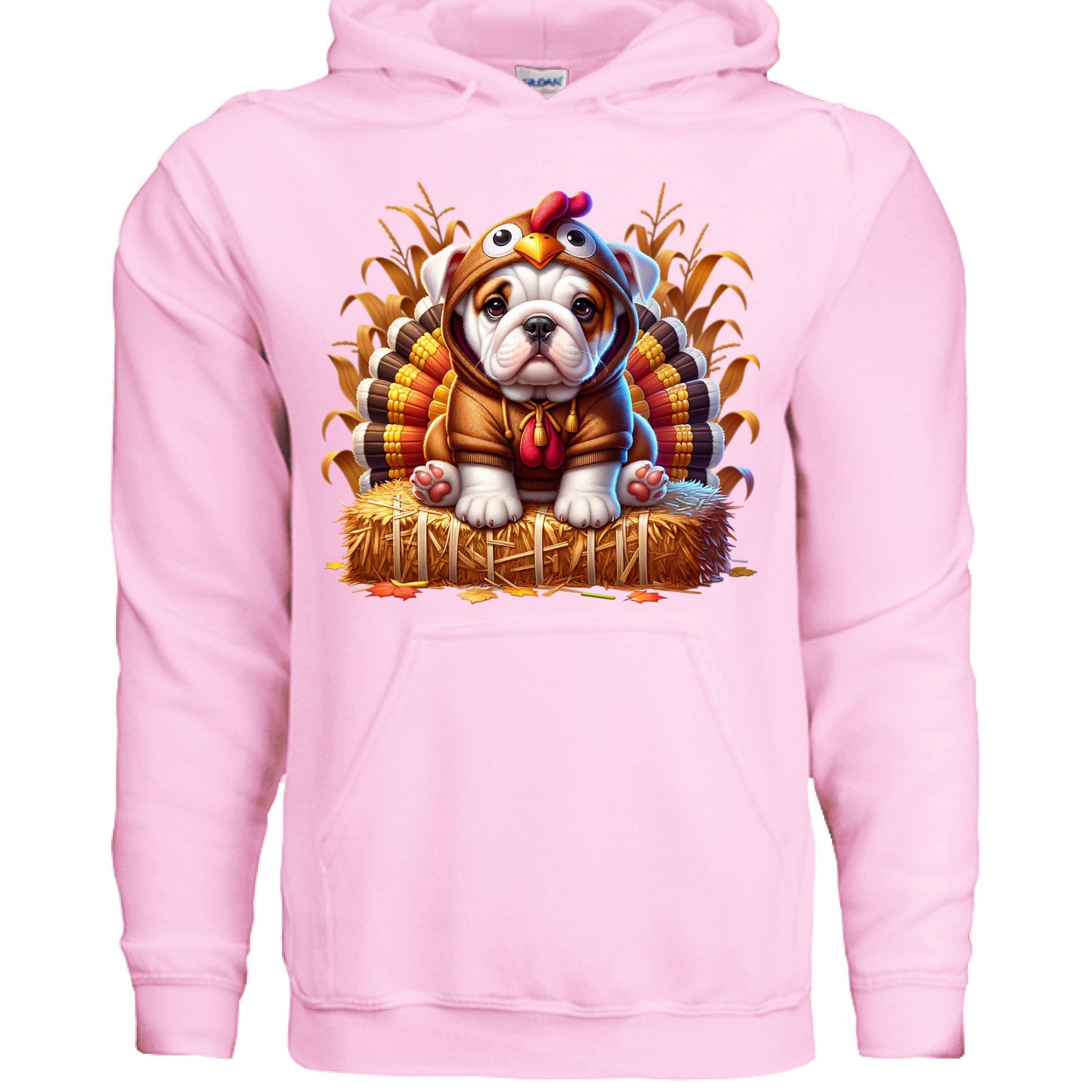 Bulldog Thanksgiving Hoodie - Puppy Turkey Hat Sweatshirt