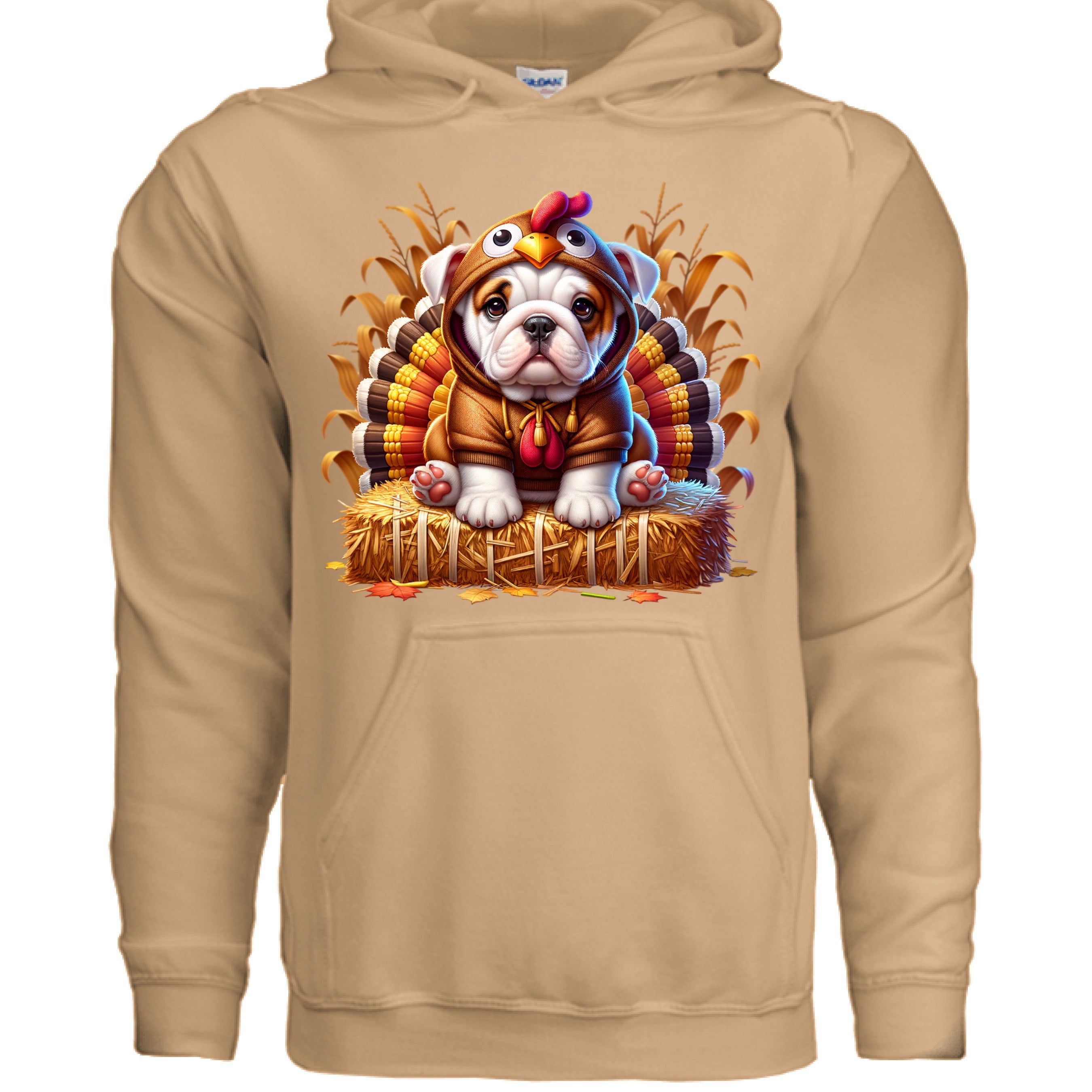 Bulldog Thanksgiving Hoodie - Puppy Turkey Hat Sweatshirt