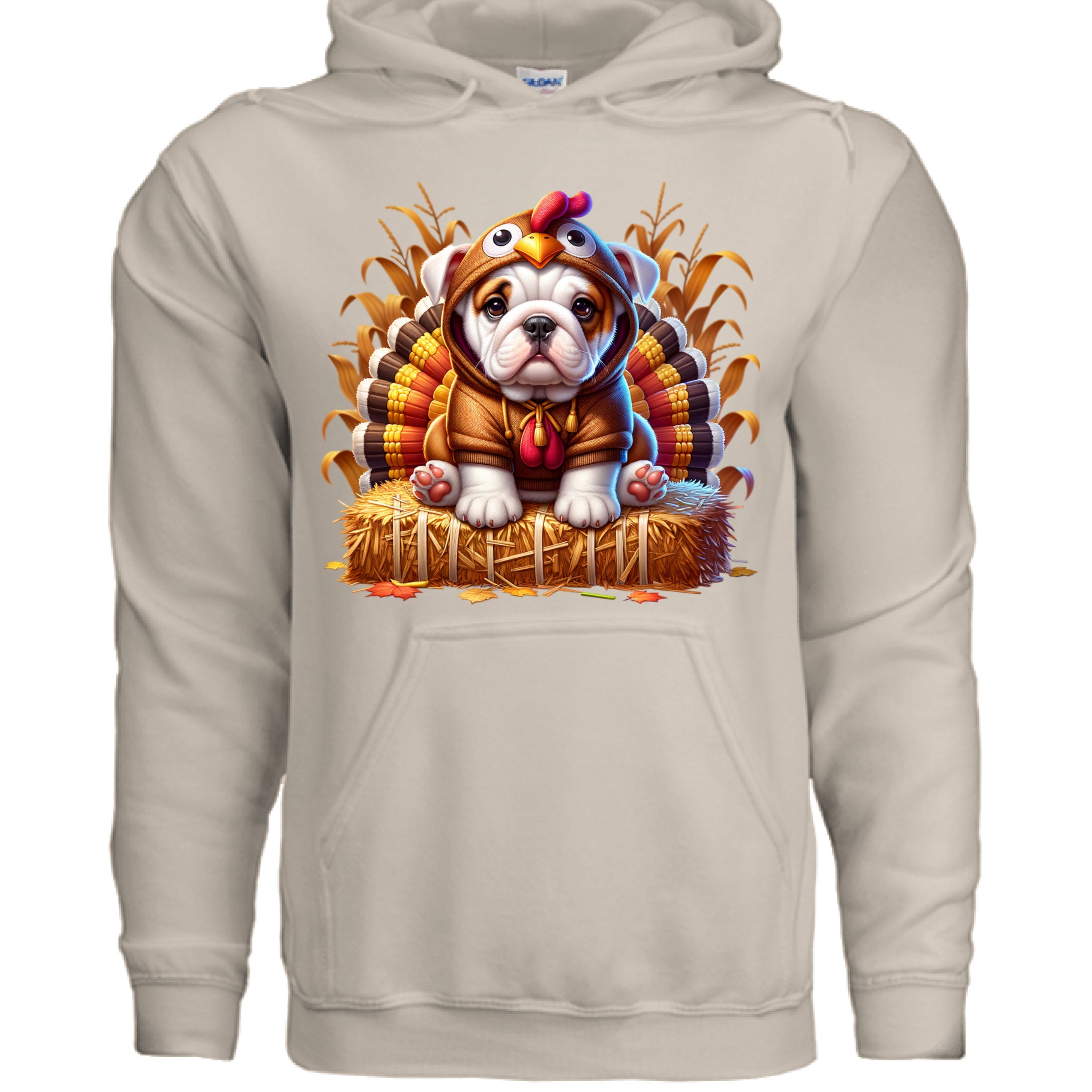 Bulldog Thanksgiving Hoodie - Puppy Turkey Hat Sweatshirt