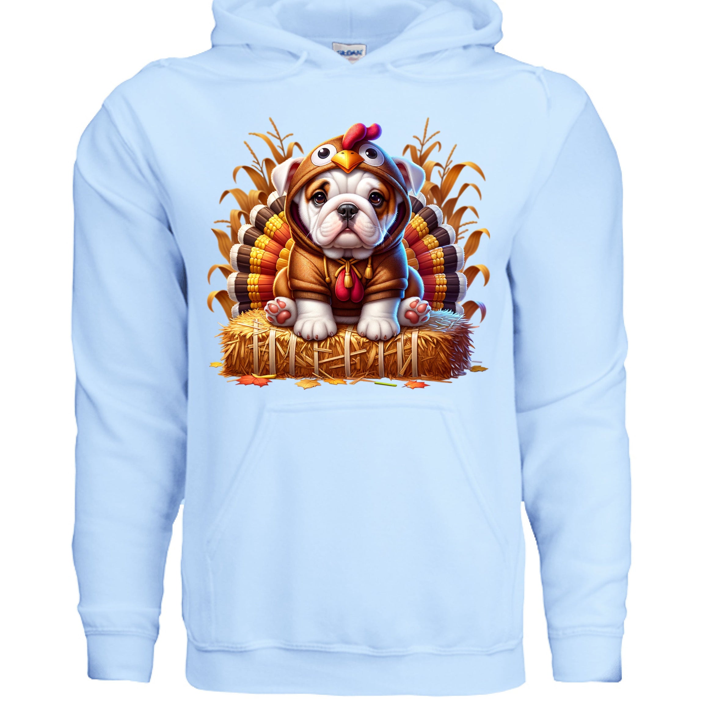 Bulldog Thanksgiving Hoodie - Puppy Turkey Hat Sweatshirt