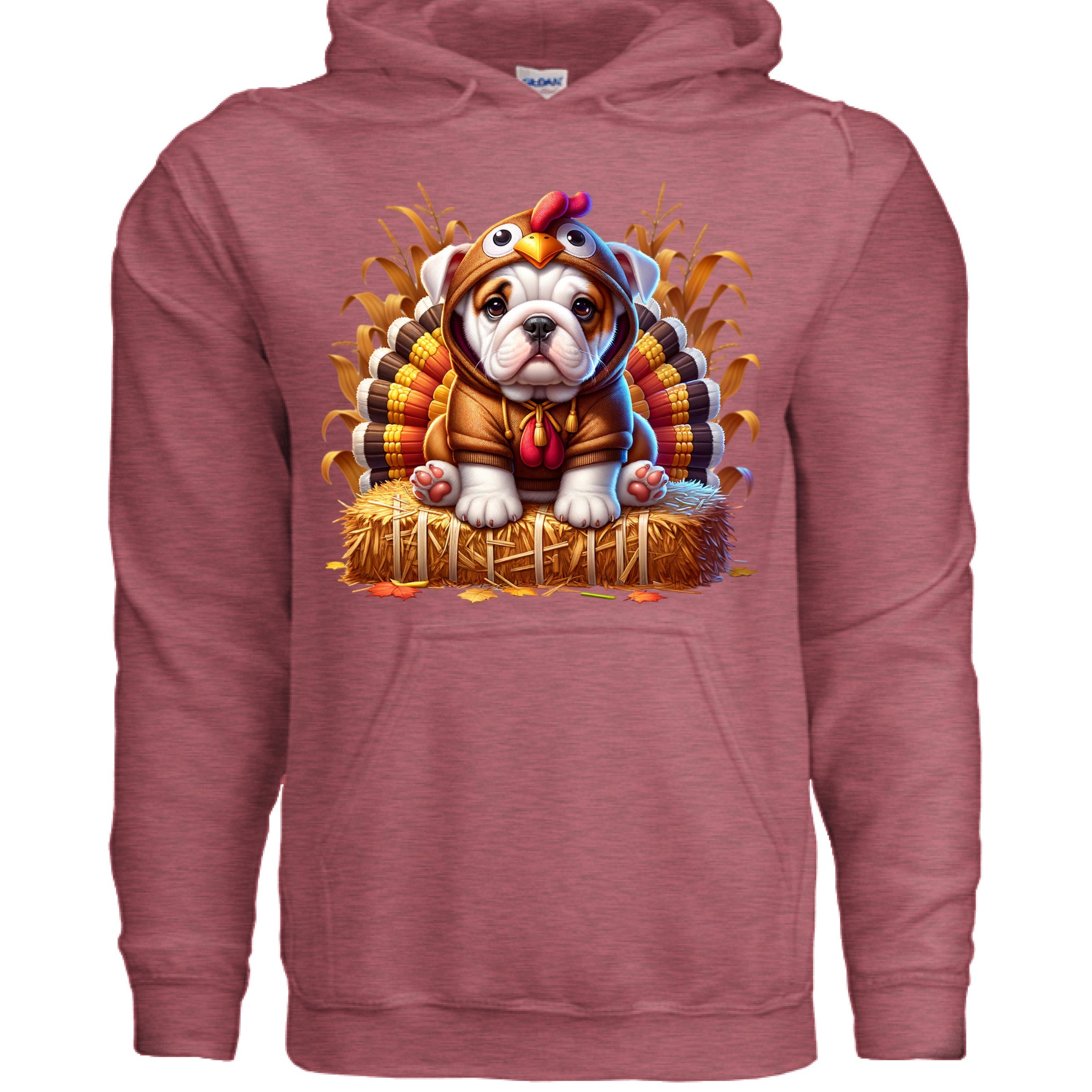 Bulldog Thanksgiving Hoodie - Puppy Turkey Hat Sweatshirt