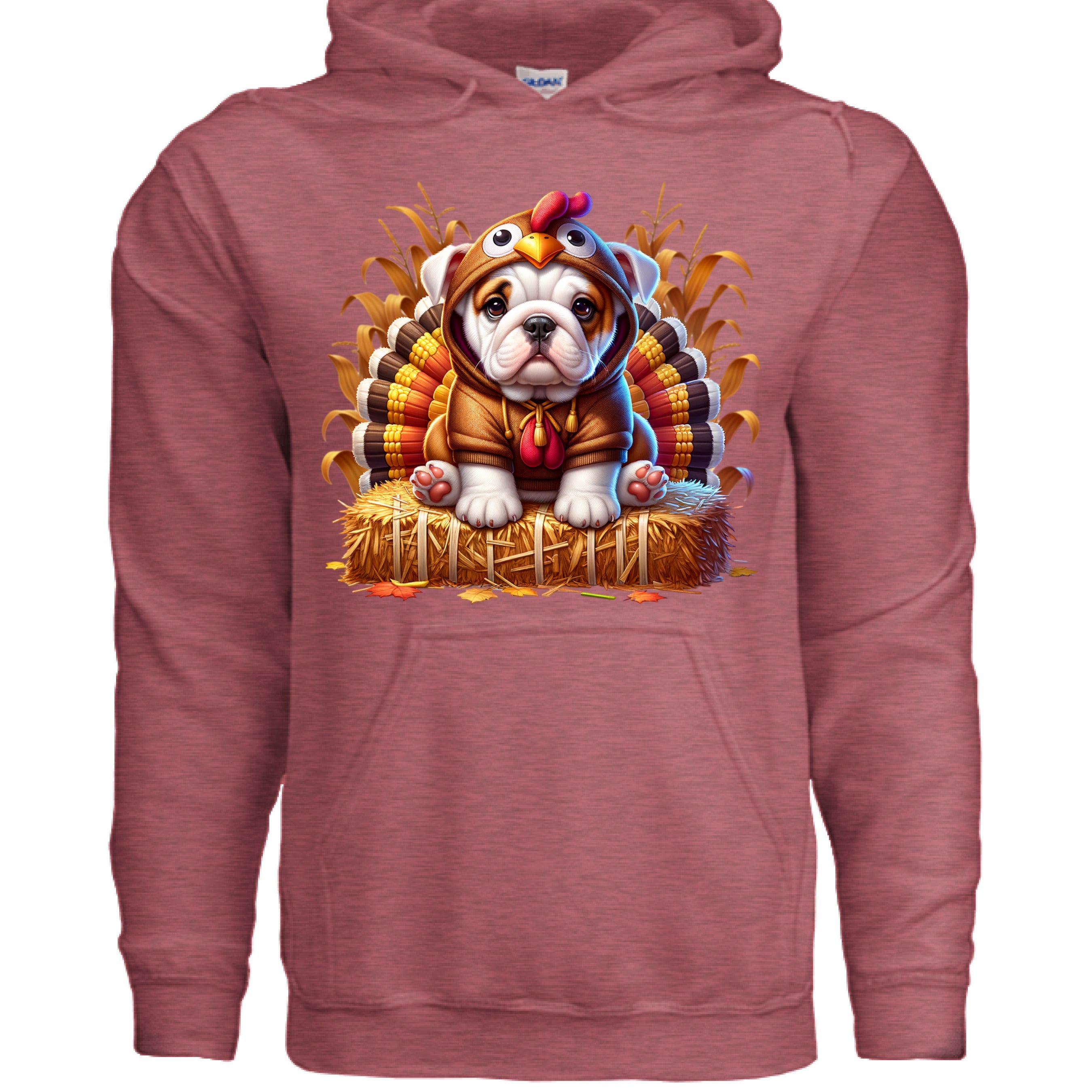Bulldog Thanksgiving Hoodie - Puppy Turkey Hat Sweatshirt