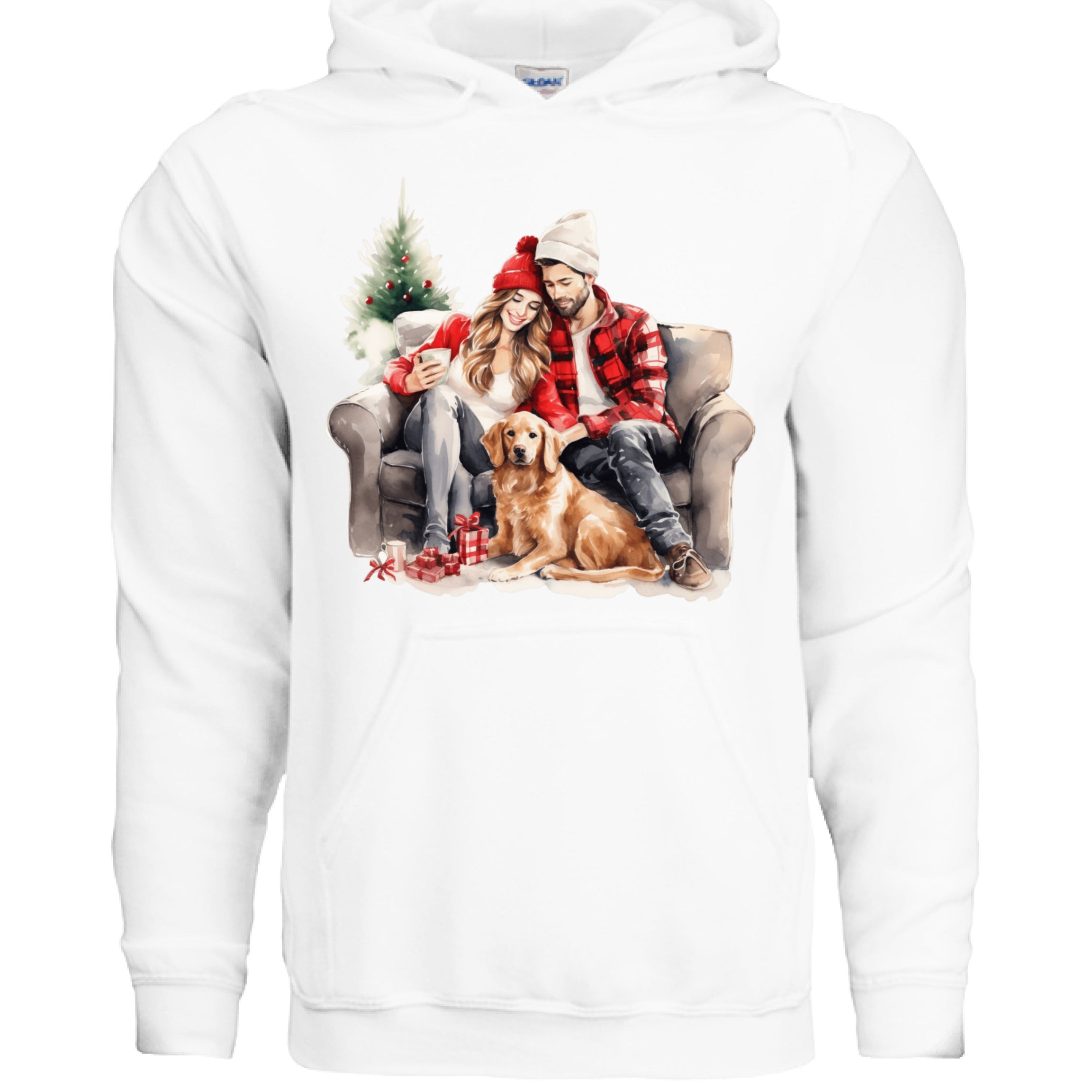 Golden Love Hoodie - Cozy Couple & Golden Retriever Sweatshirt