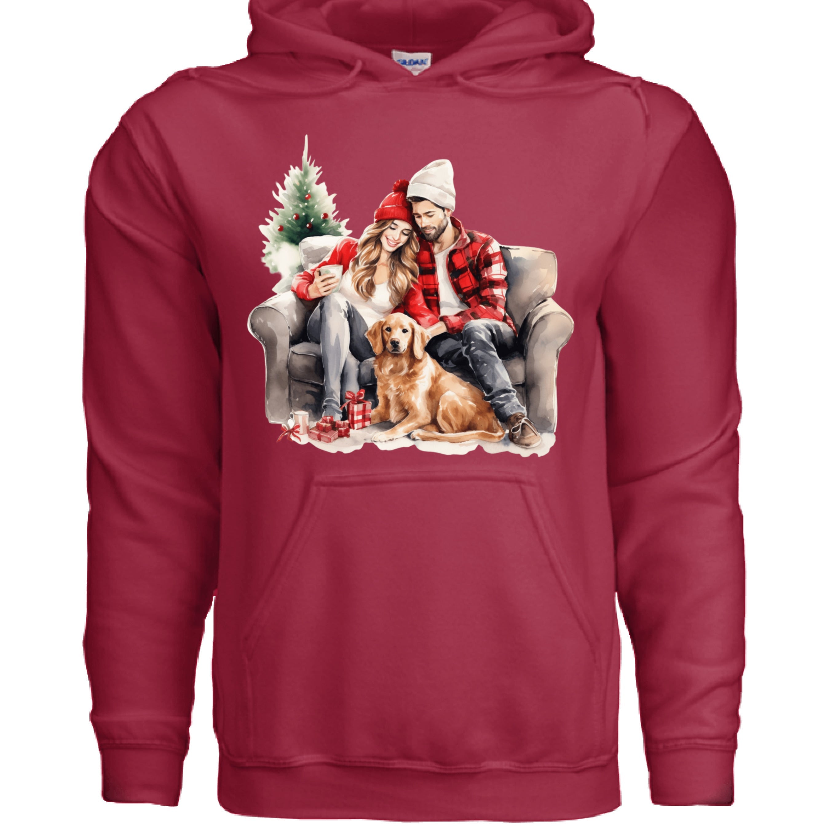 Golden Love Hoodie - Cozy Couple & Golden Retriever Sweatshirt