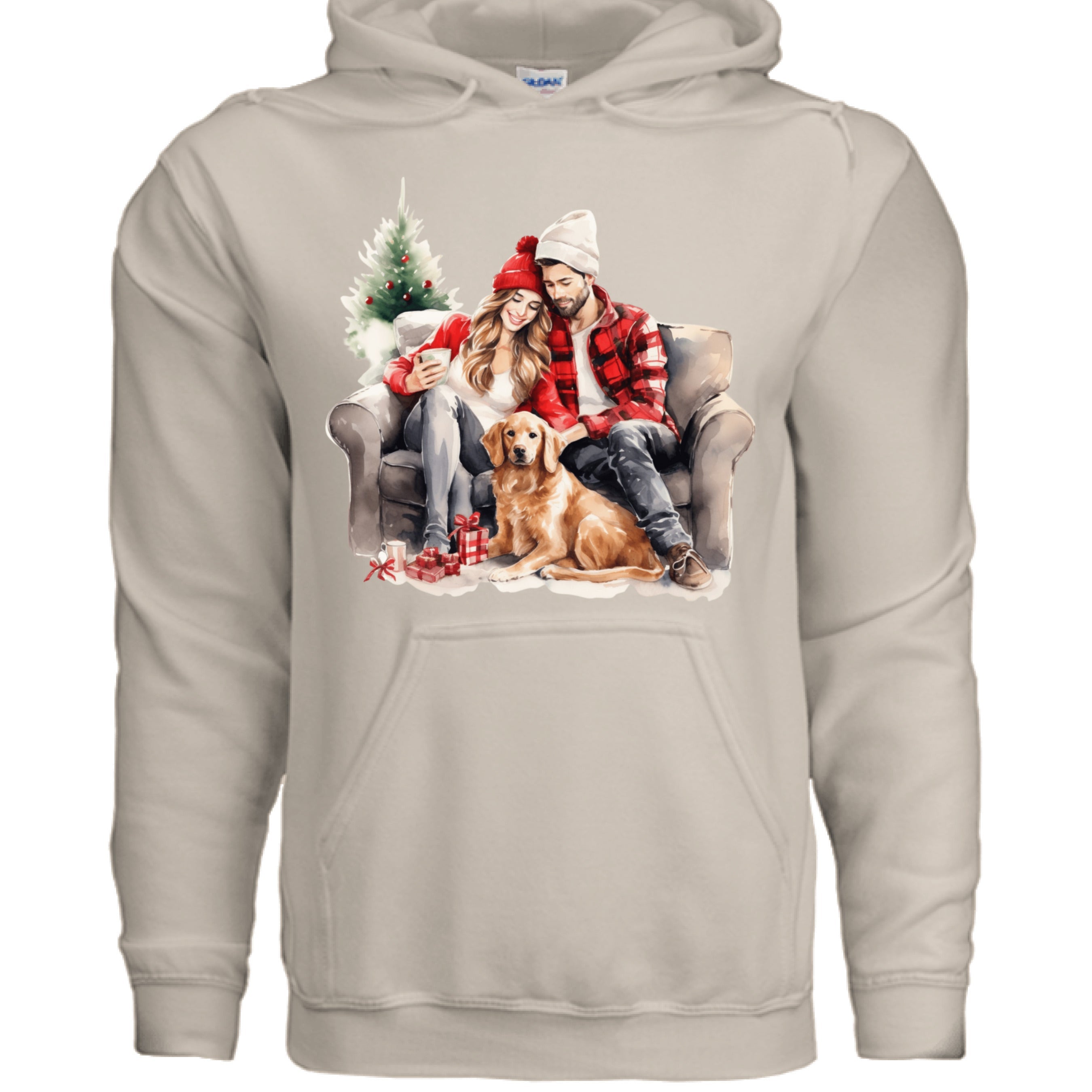 Golden Love Hoodie - Cozy Couple & Golden Retriever Sweatshirt