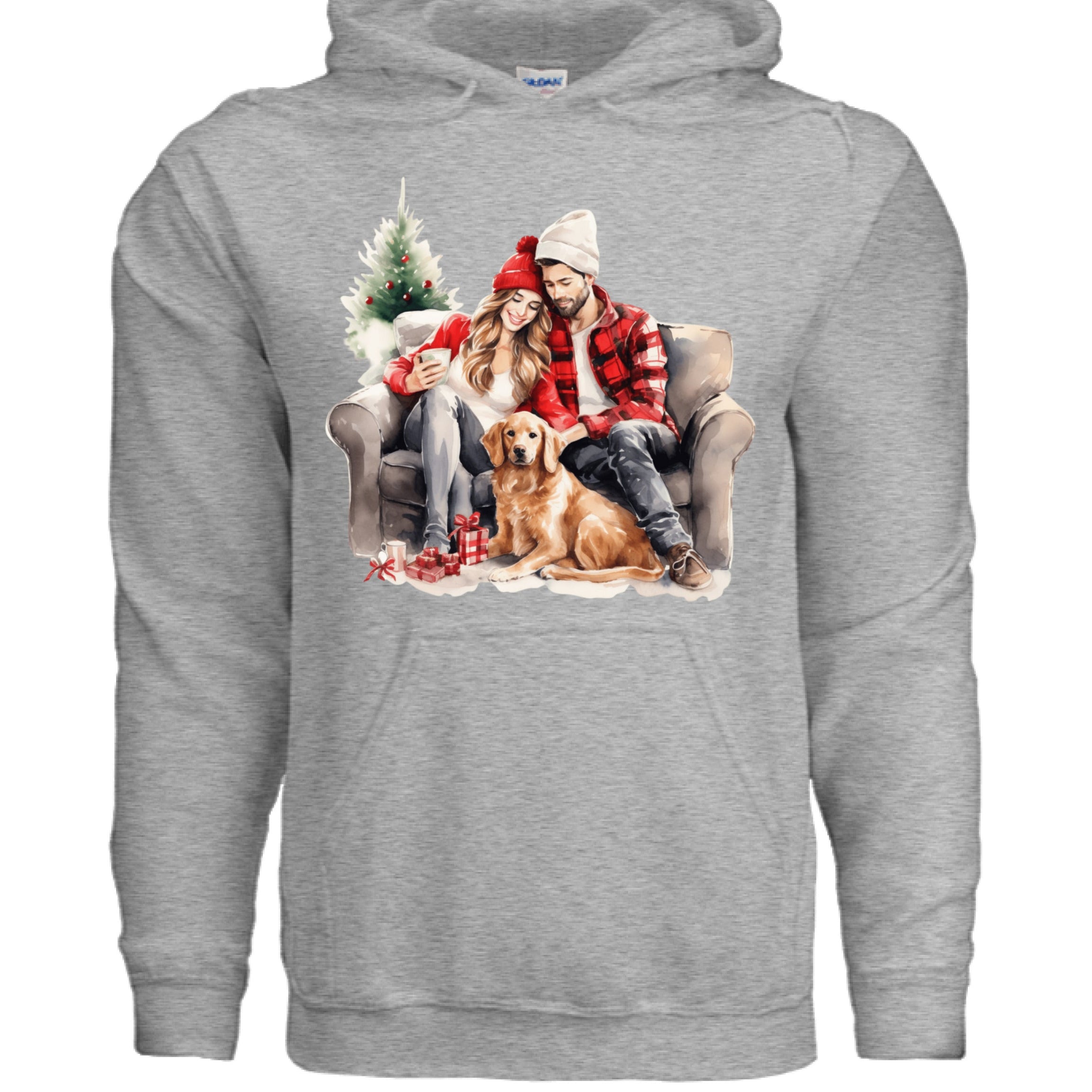 Golden Love Hoodie - Cozy Couple & Golden Retriever Sweatshirt