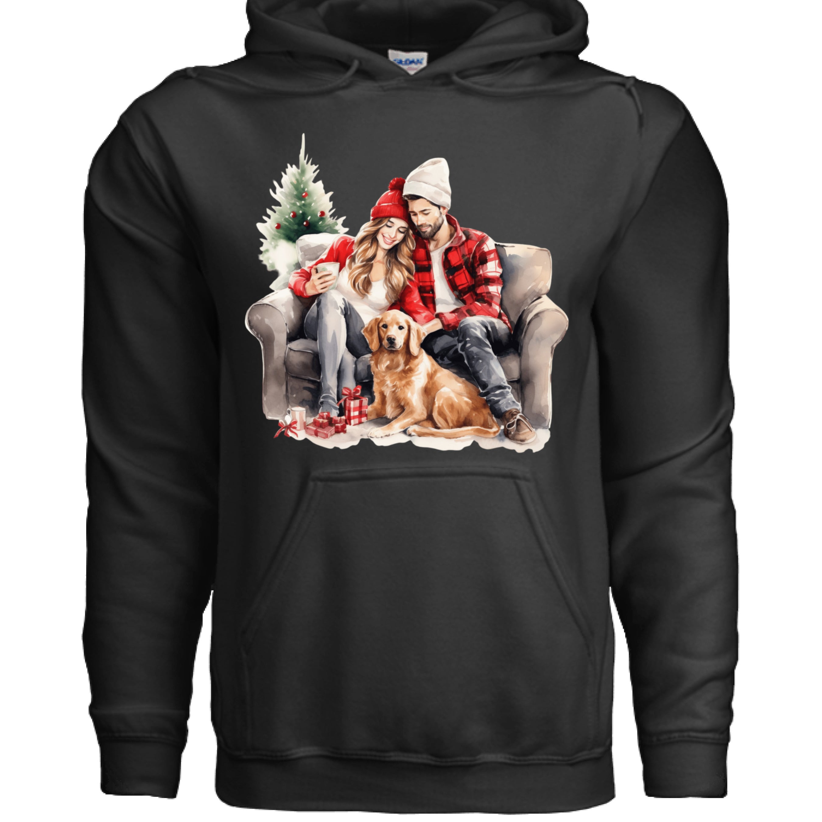 Golden Love Hoodie - Cozy Couple & Golden Retriever Sweatshirt