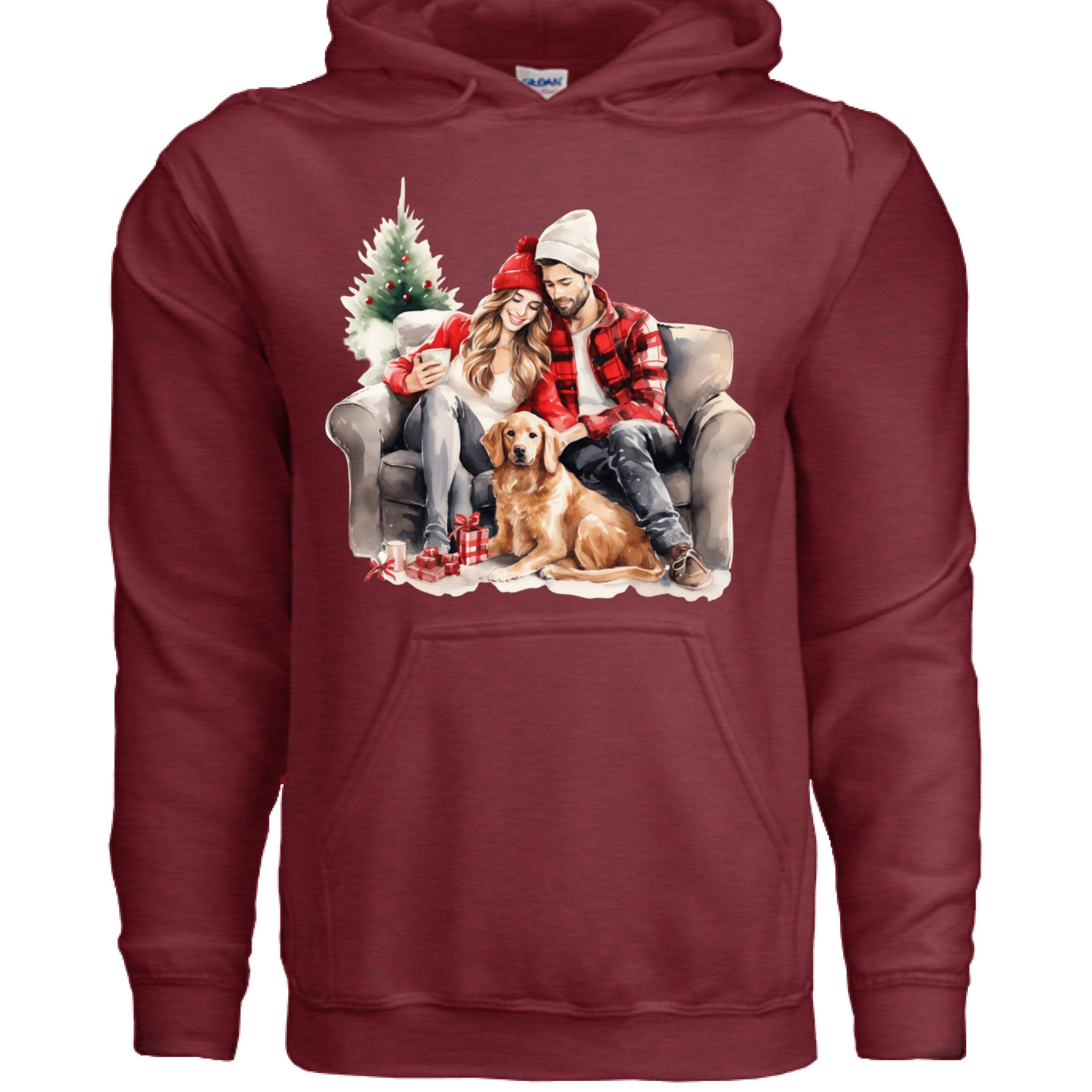 Golden Love Hoodie - Cozy Couple & Golden Retriever Sweatshirt