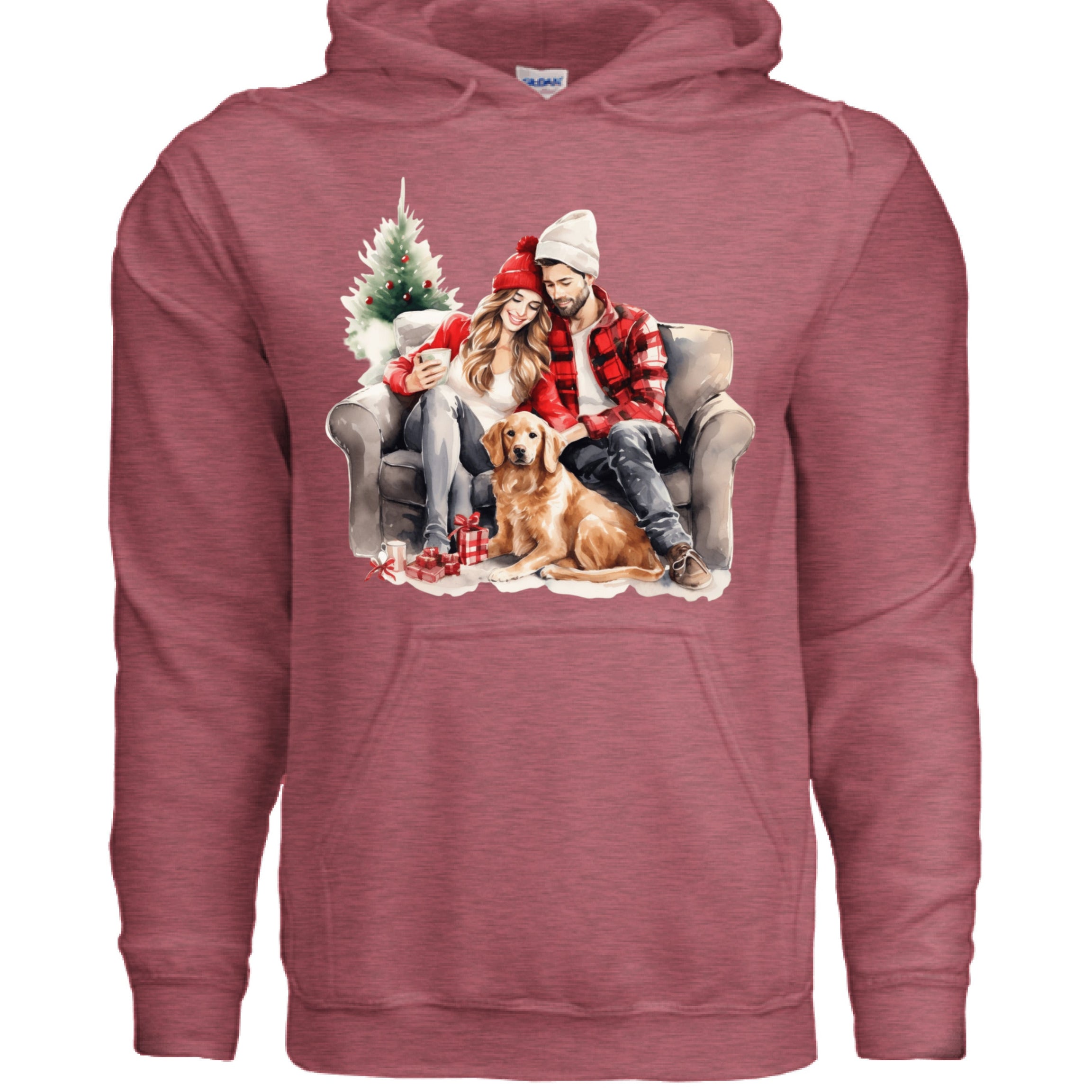 Golden Love Hoodie - Cozy Couple & Golden Retriever Sweatshirt