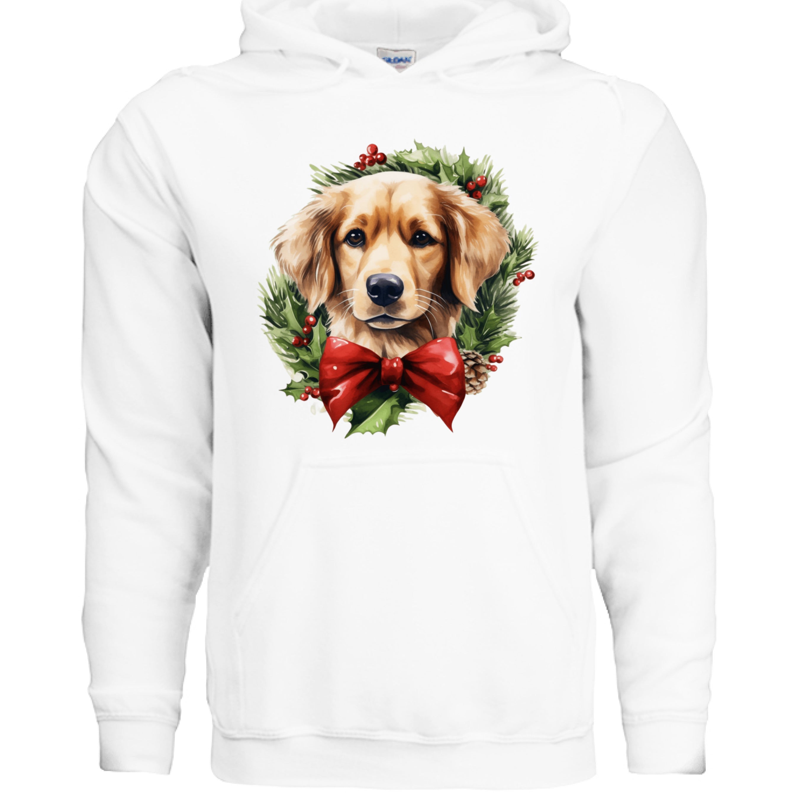 Golden Retriever Wreath Hoodie - Festive Holiday Gift