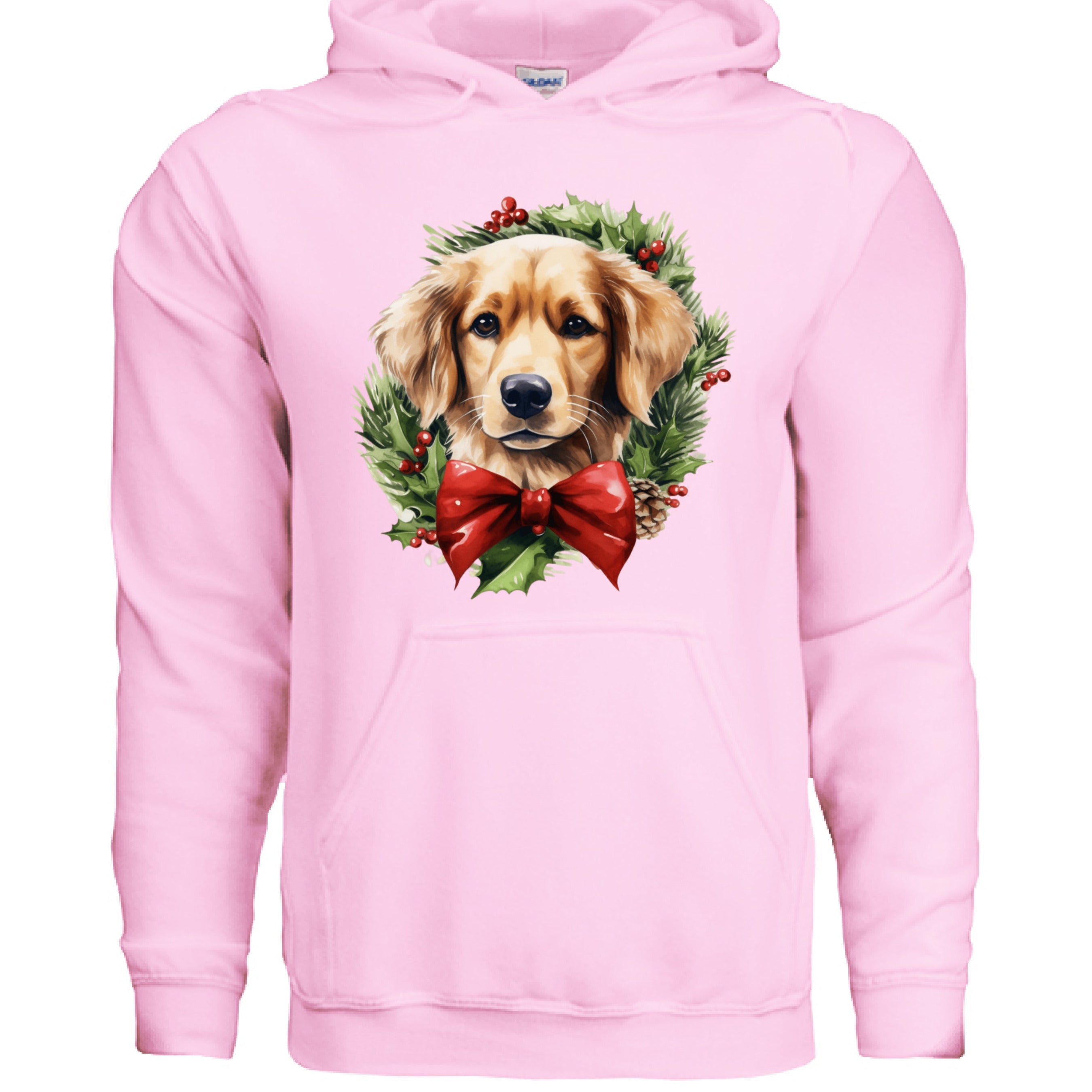 Golden Retriever Wreath Hoodie - Festive Holiday Gift