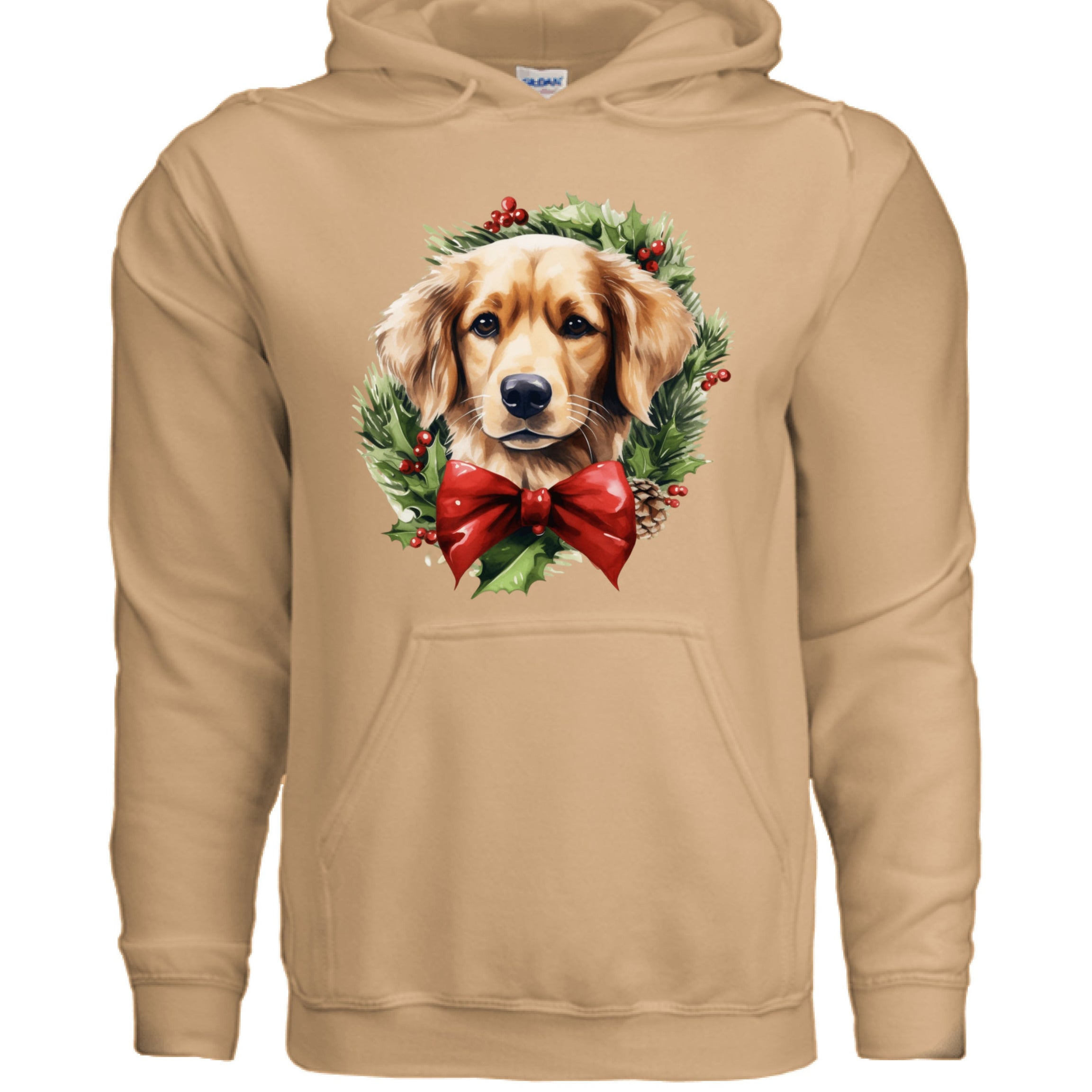 Golden Retriever Wreath Hoodie - Festive Holiday Gift