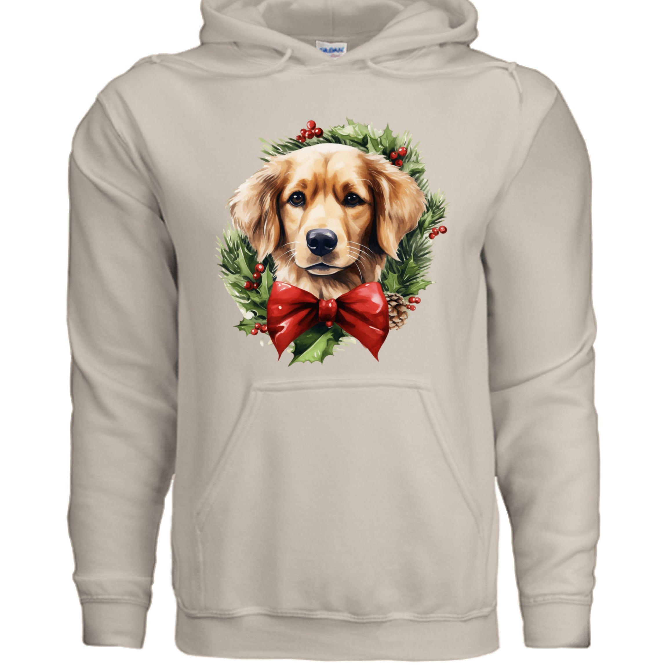 Golden Retriever Wreath Hoodie - Festive Holiday Gift