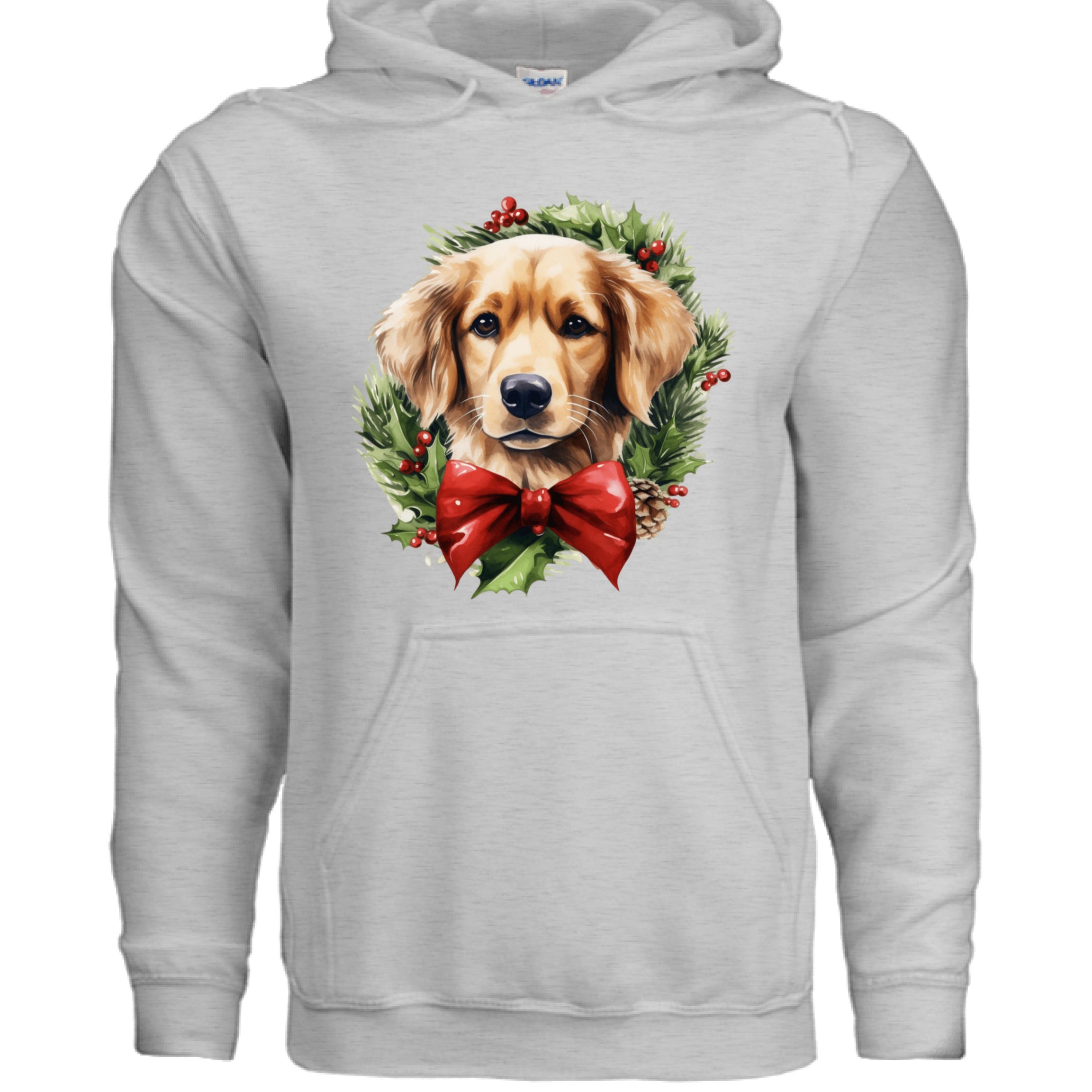 Golden Retriever Wreath Hoodie - Festive Holiday Gift