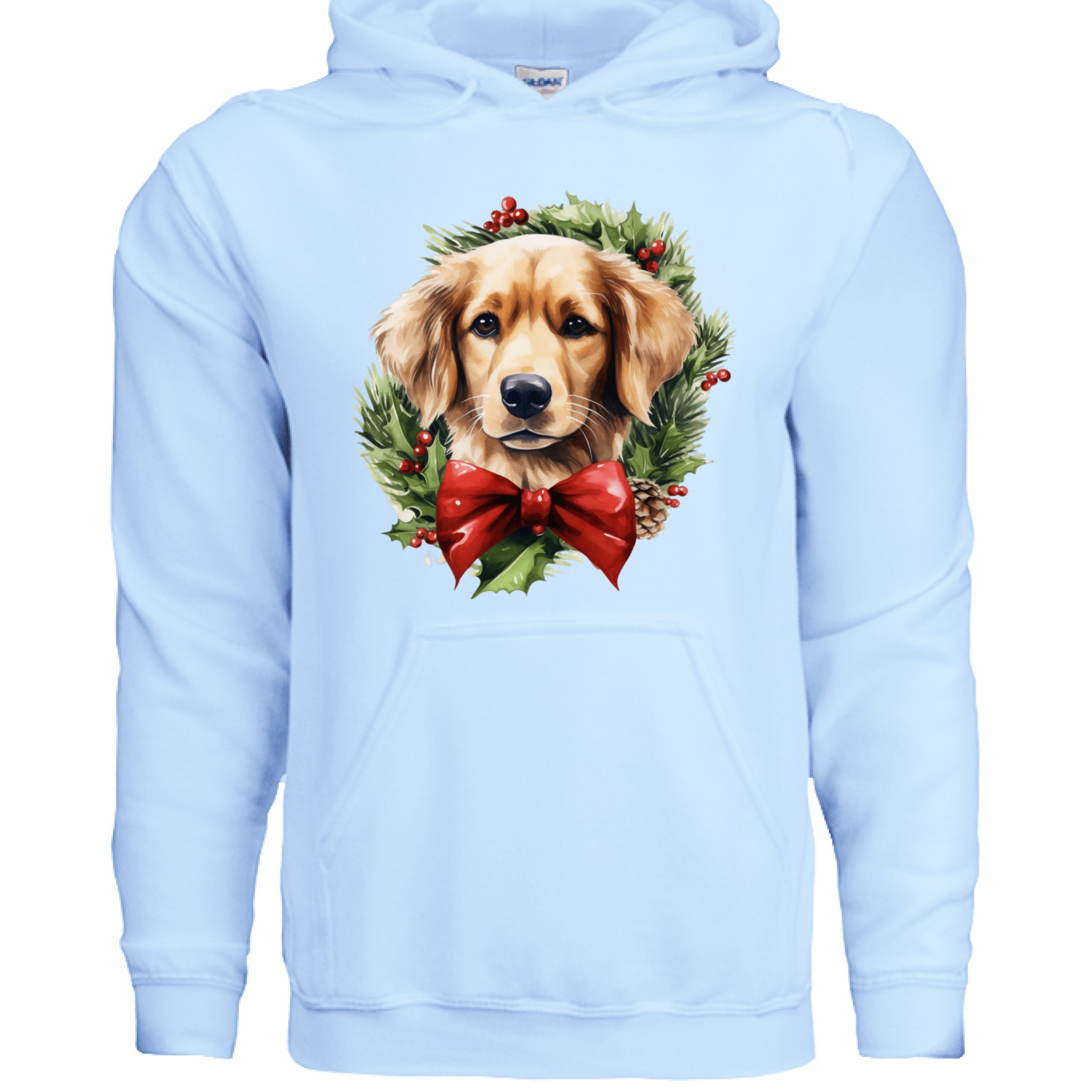 Golden Retriever Wreath Hoodie - Festive Holiday Gift