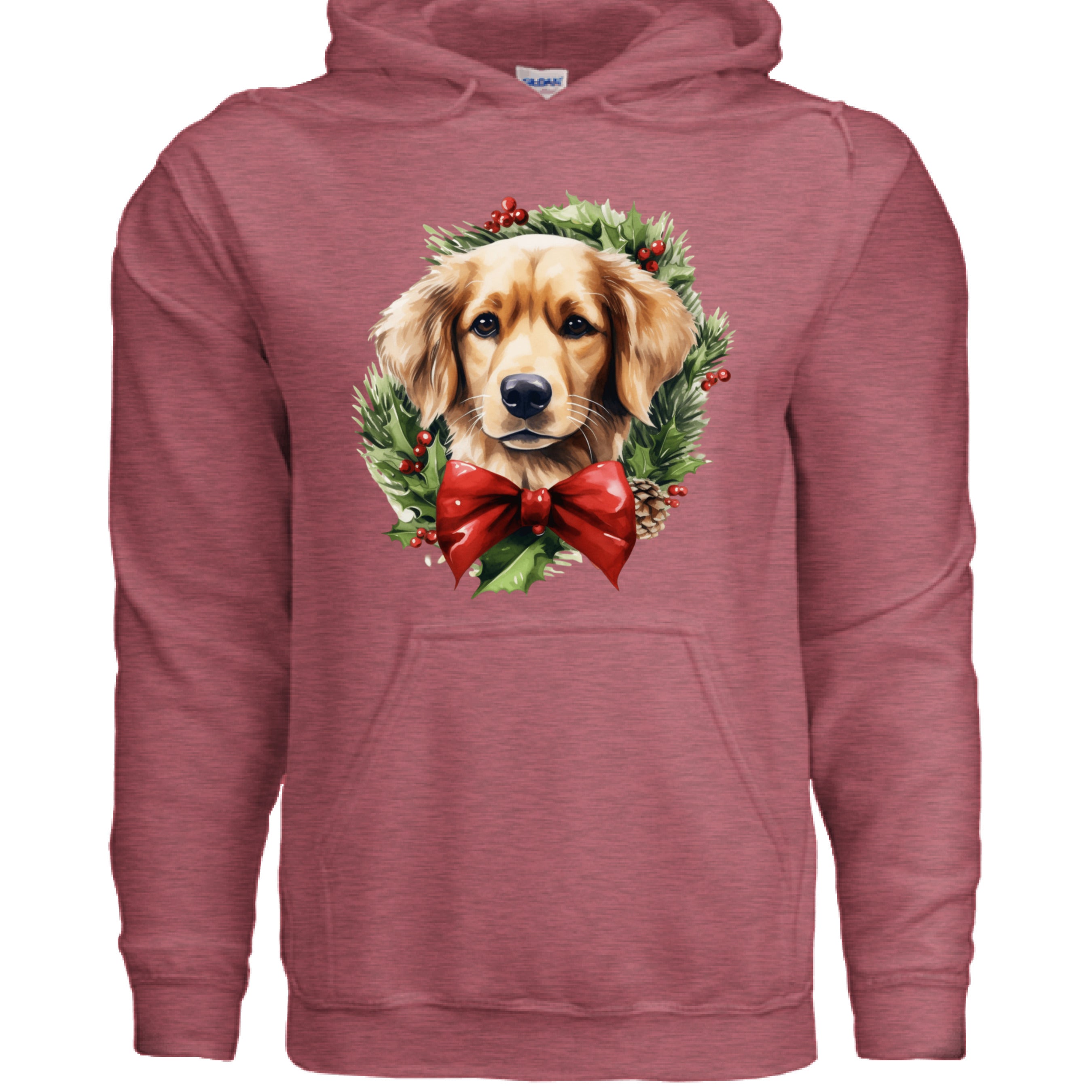 Golden Retriever Wreath Hoodie - Festive Holiday Gift
