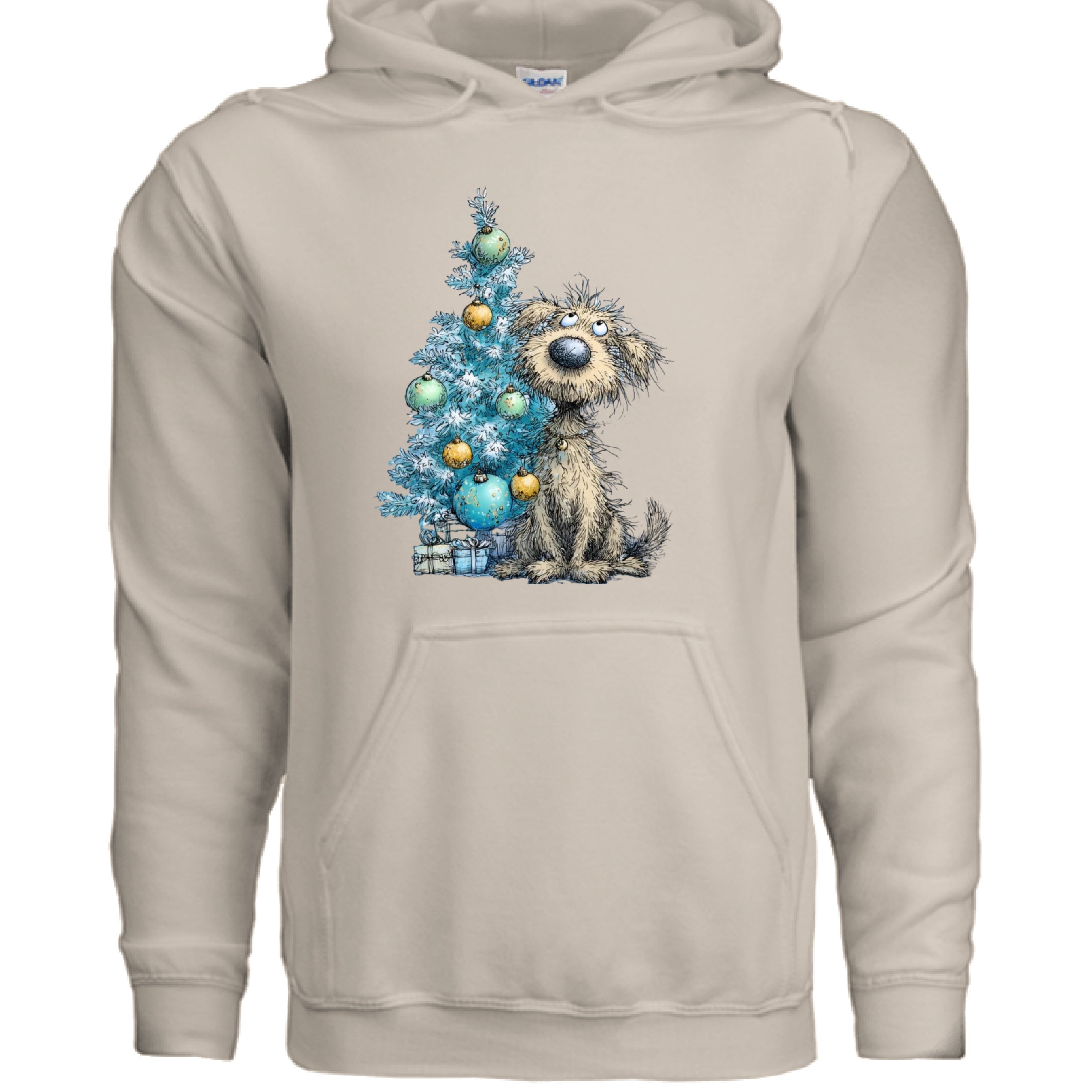 Whimsy Blue Tree Hoodie - Festive Christmas Sweatshirt