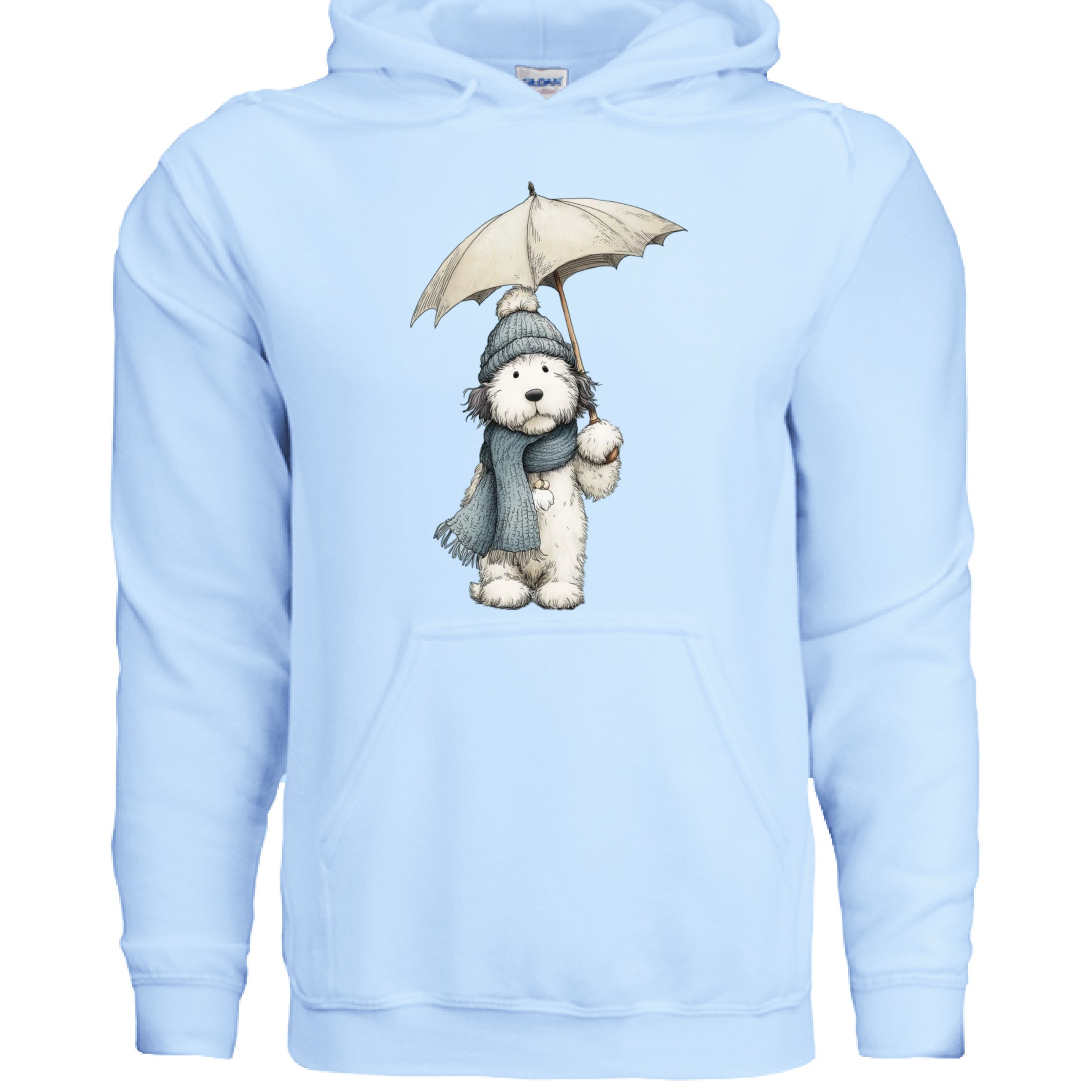 Rainy Day Pup Hoodie - Whimsical Dog Lover Sweatshirt