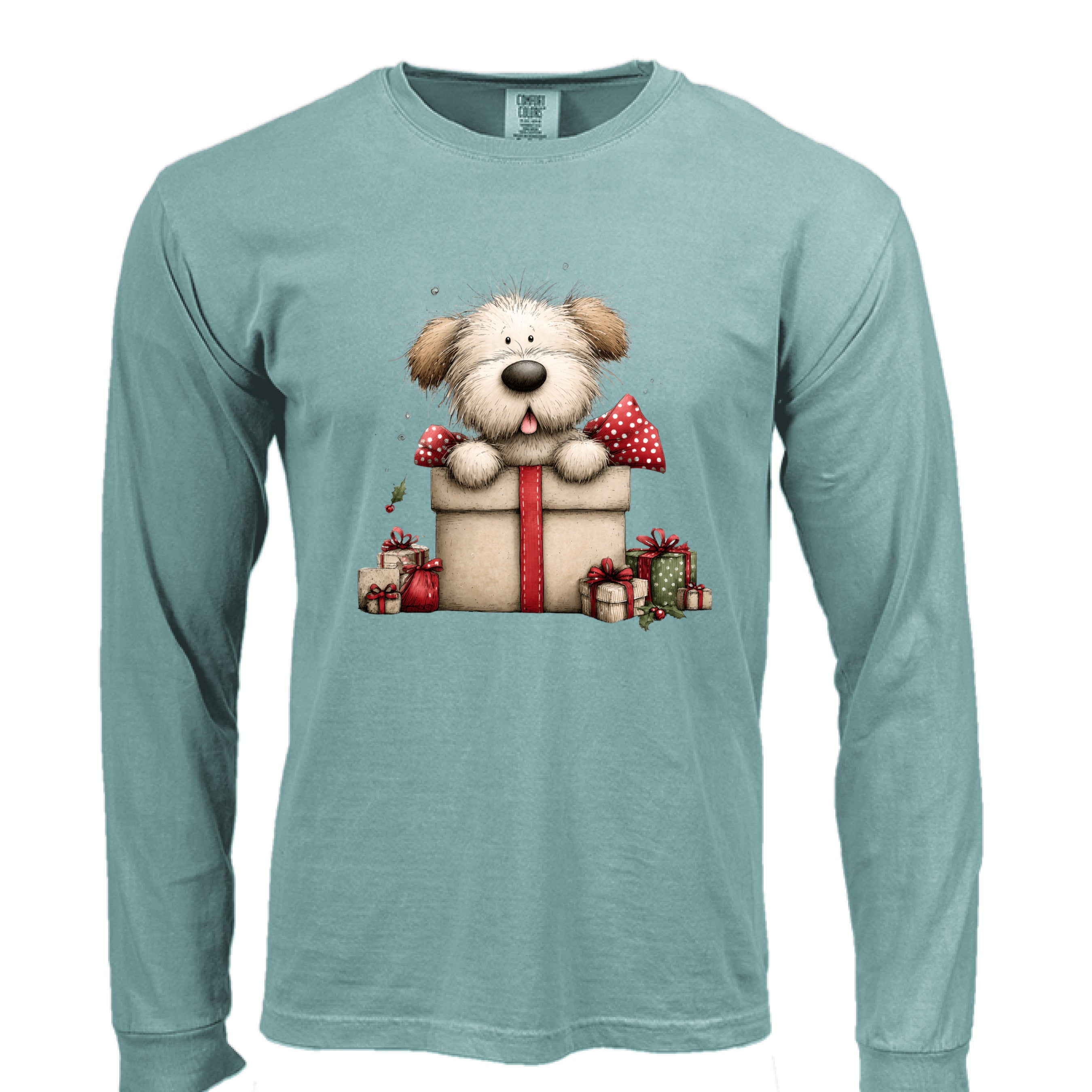 Comfort Colors Long Sleeve - Whimsy Pup Present Tee