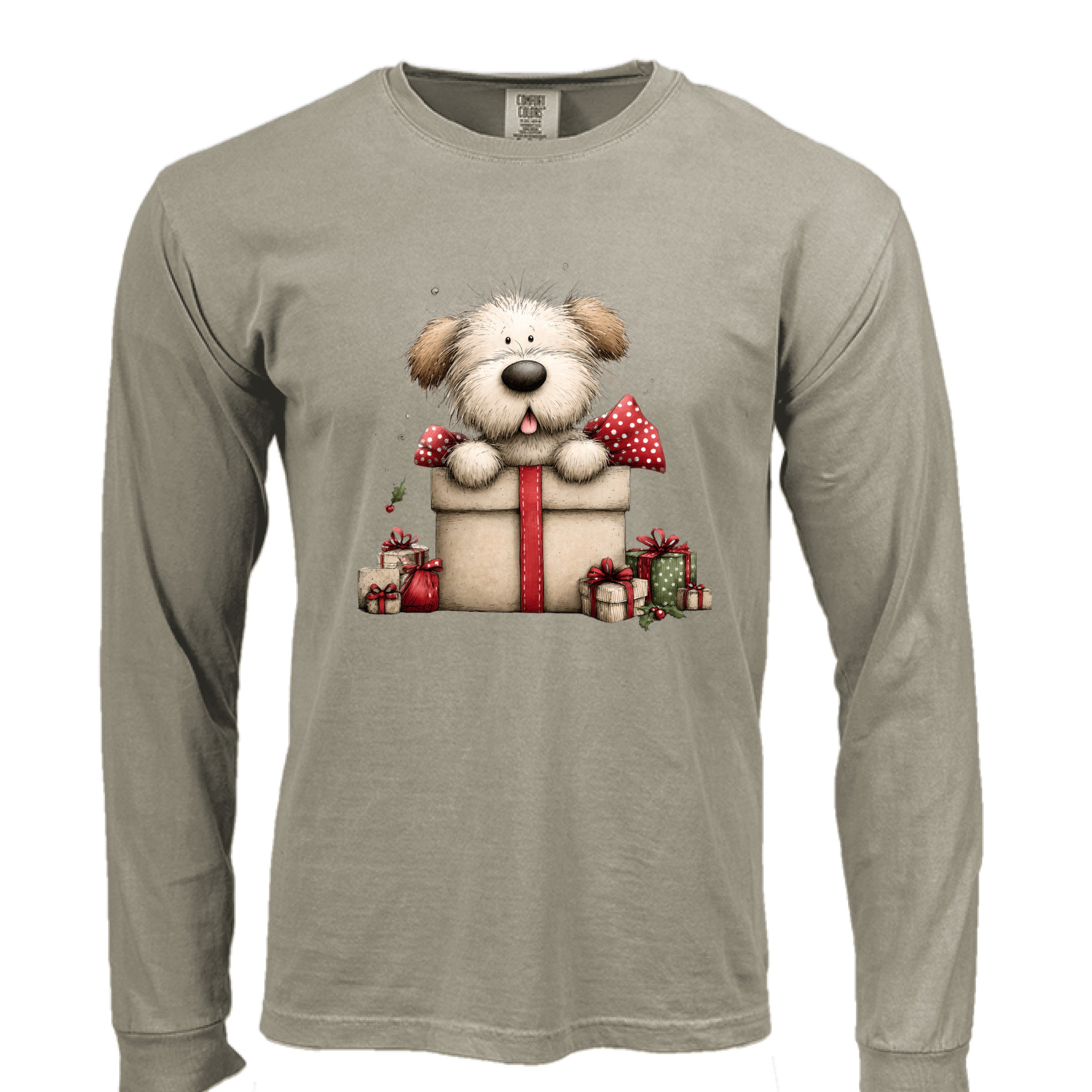 Comfort Colors Long Sleeve - Whimsy Pup Present Tee