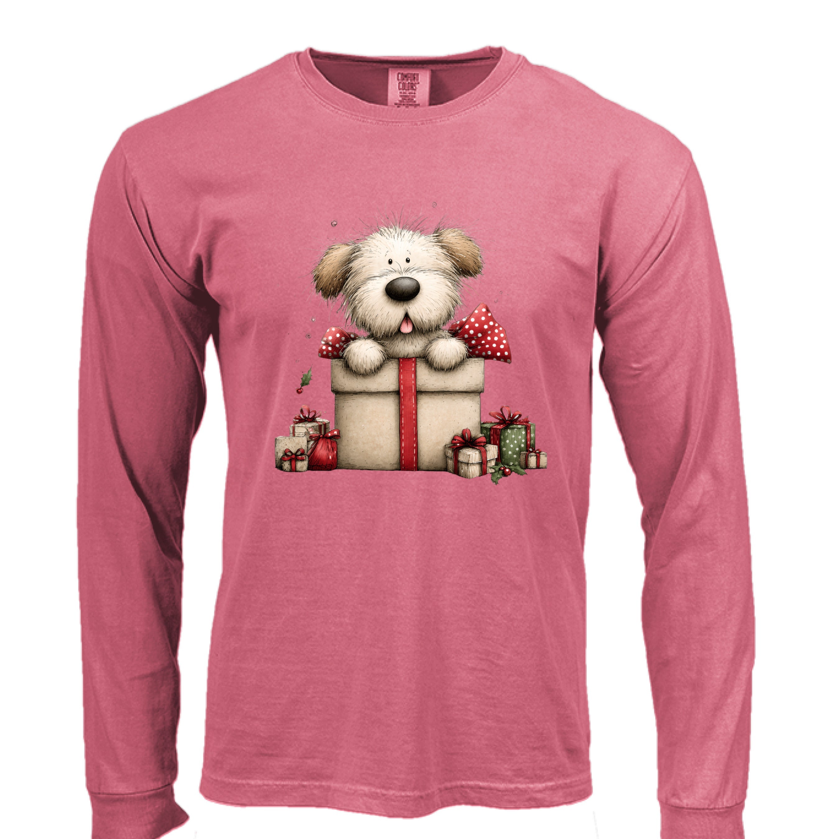 Comfort Colors Long Sleeve - Whimsy Pup Present Tee
