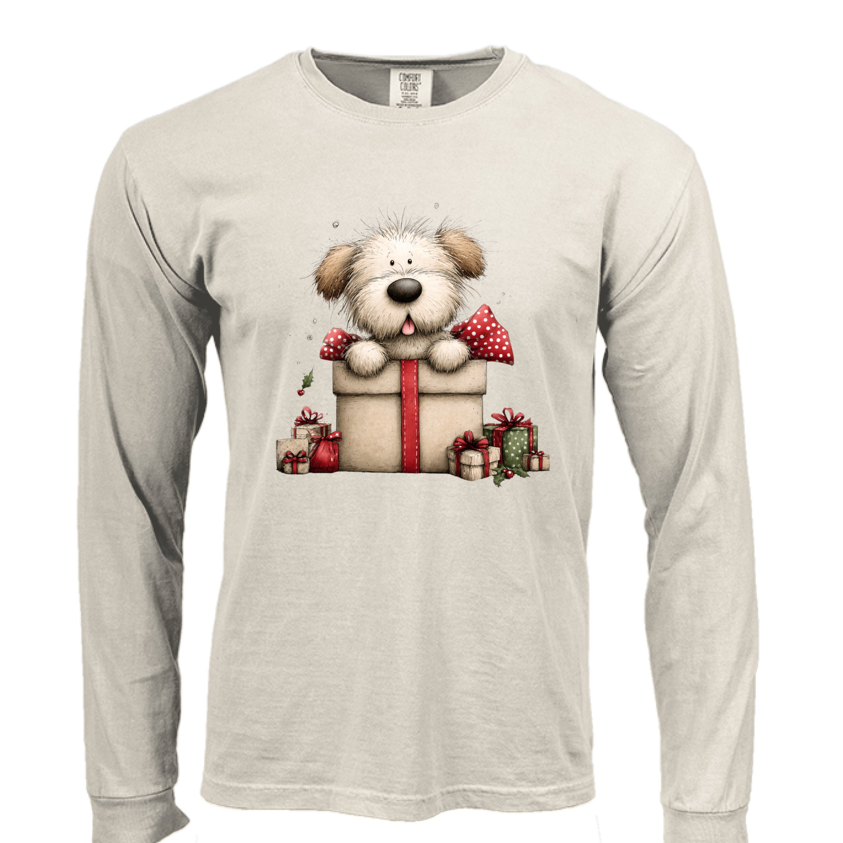Comfort Colors Long Sleeve - Whimsy Pup Present Tee