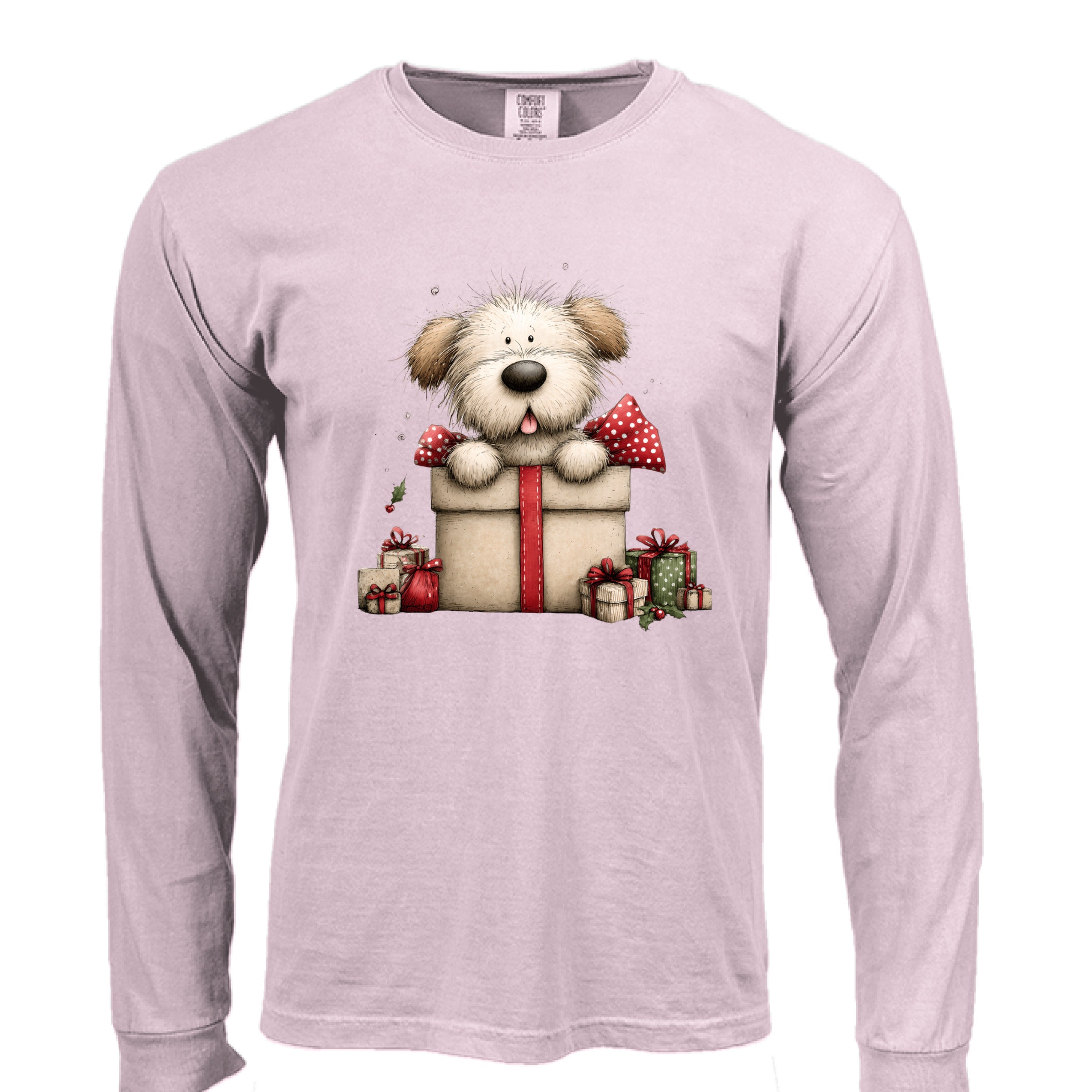 Comfort Colors Long Sleeve - Whimsy Pup Present Tee