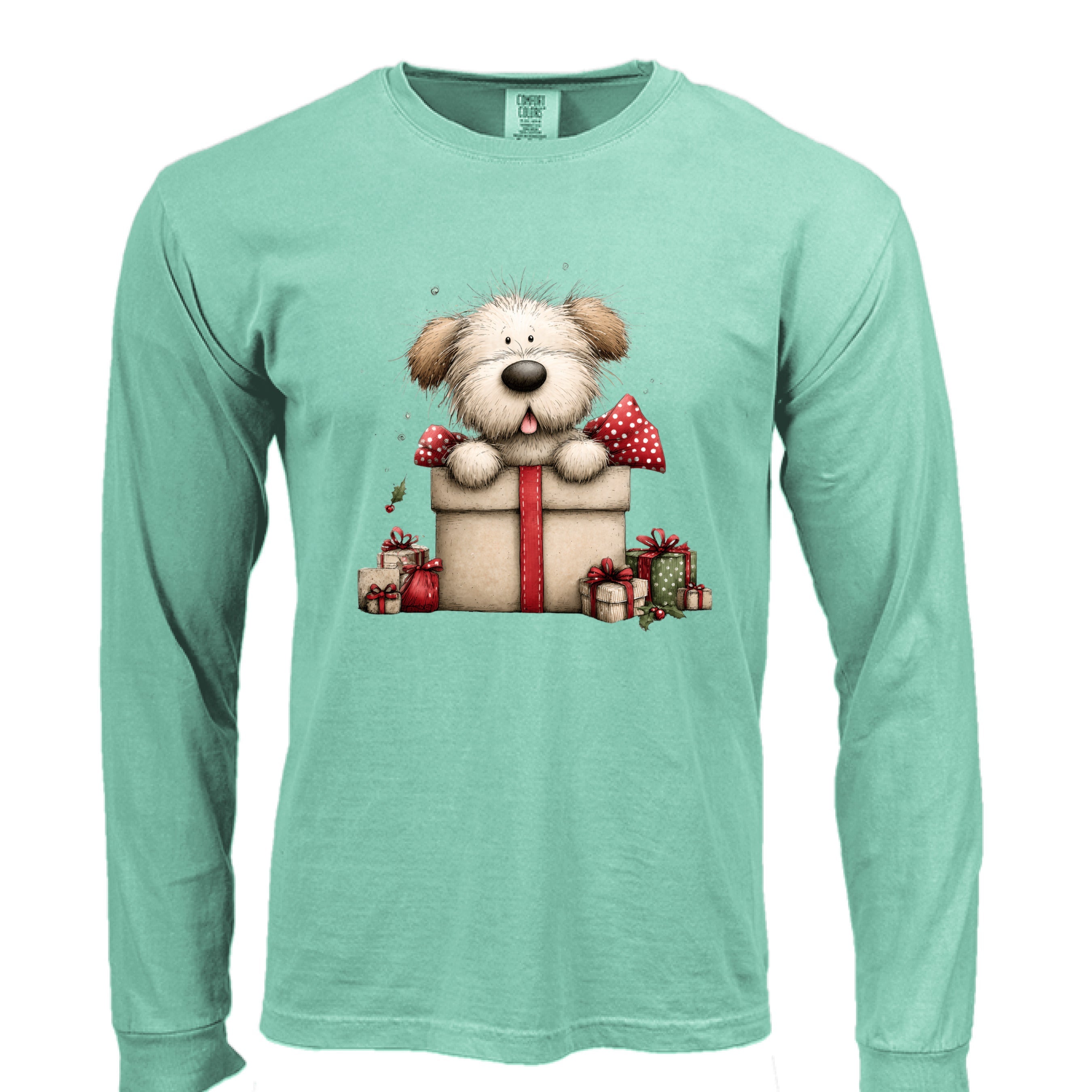 Comfort Colors Long Sleeve - Whimsy Pup Present Tee