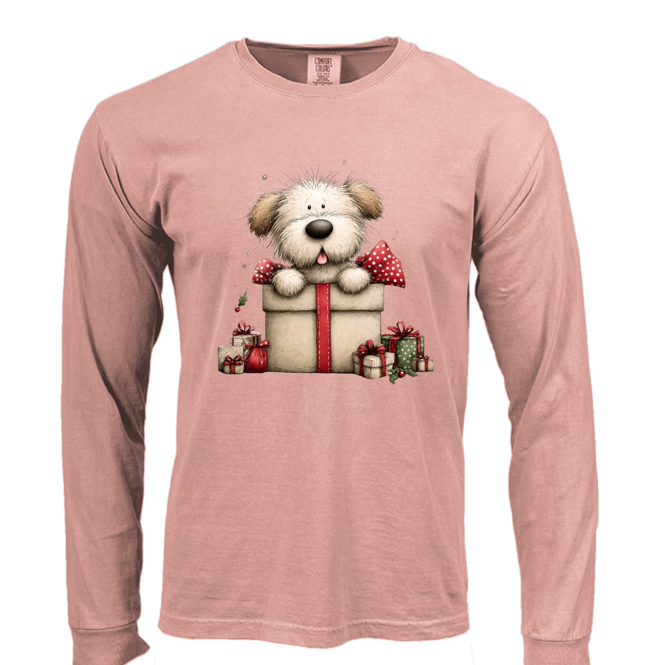Comfort Colors Long Sleeve - Whimsy Pup Present Tee