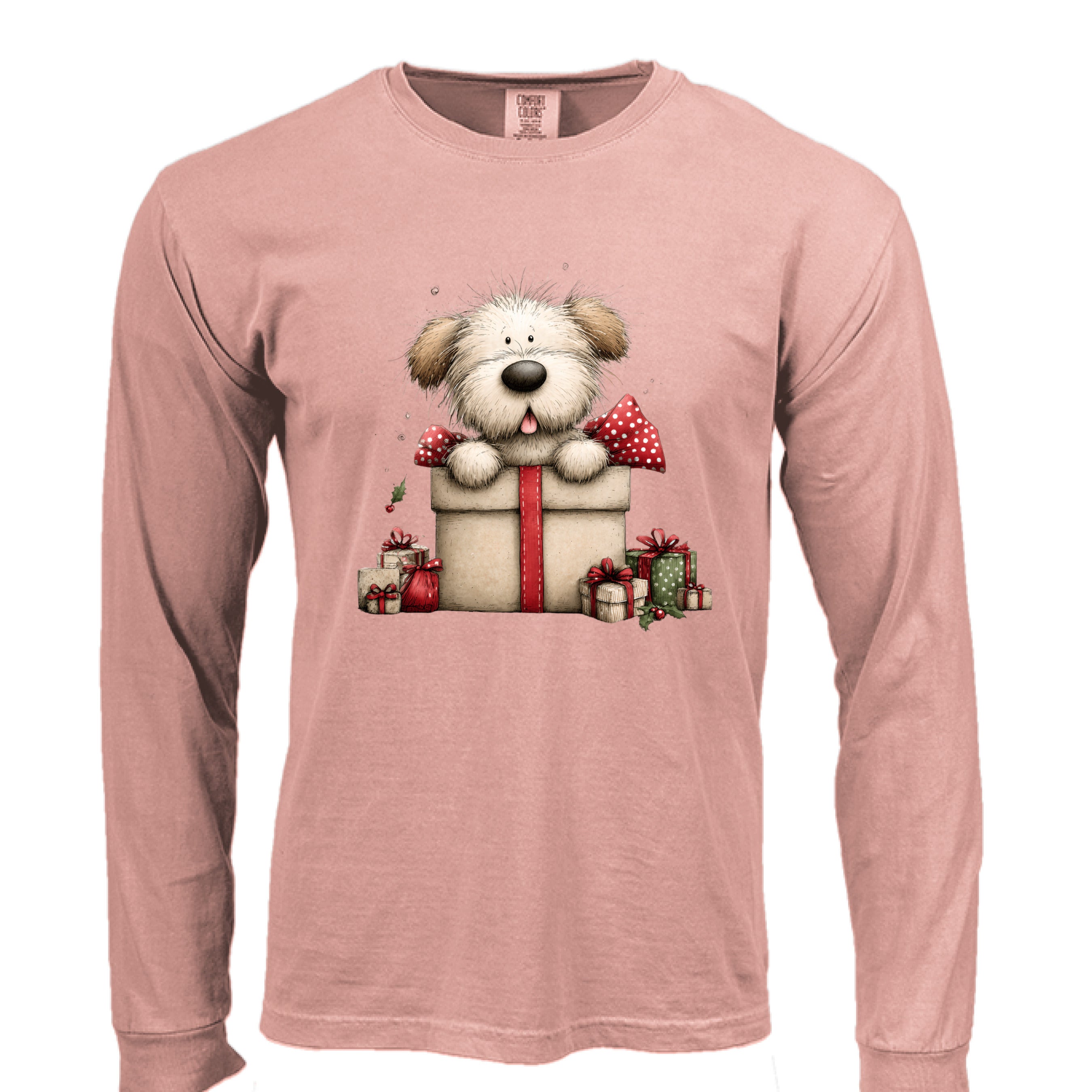 Comfort Colors Long Sleeve - Whimsy Pup Present Tee