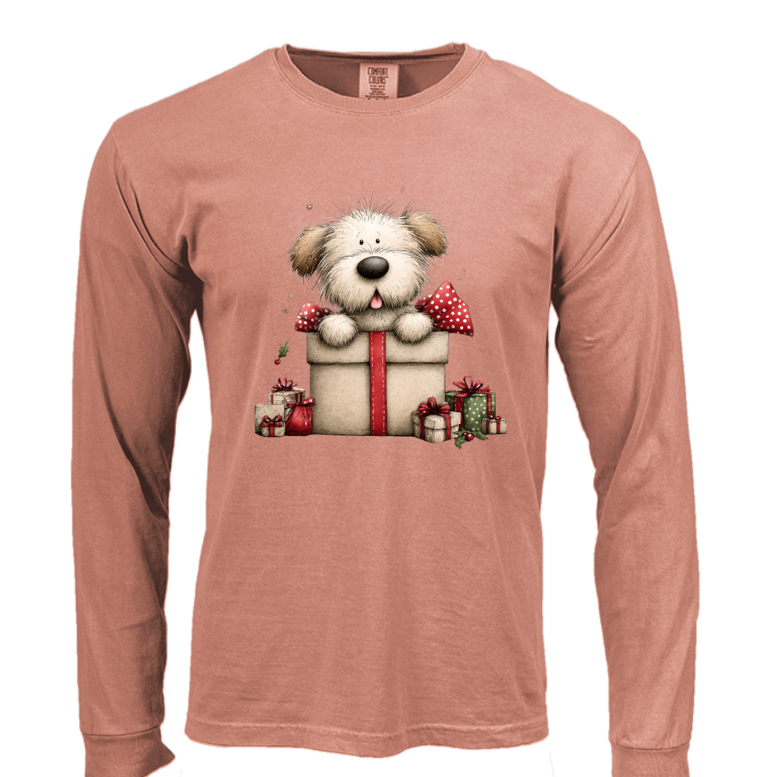 Comfort Colors Long Sleeve - Whimsy Pup Present Tee