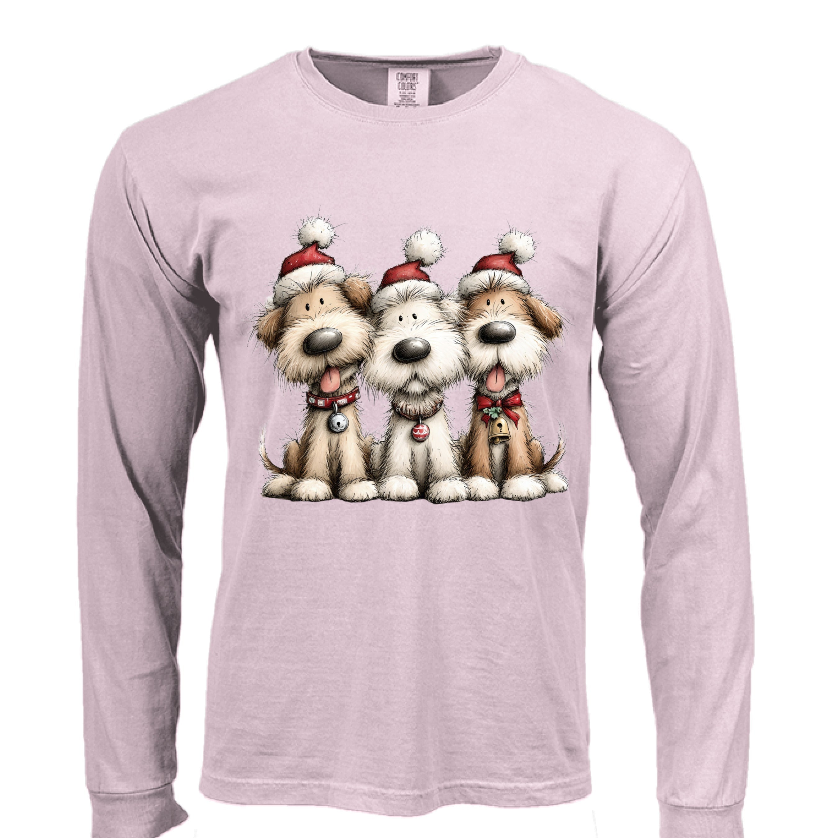 Comfort Colors Long Sleeve - Whimsy Holiday Pups Tee