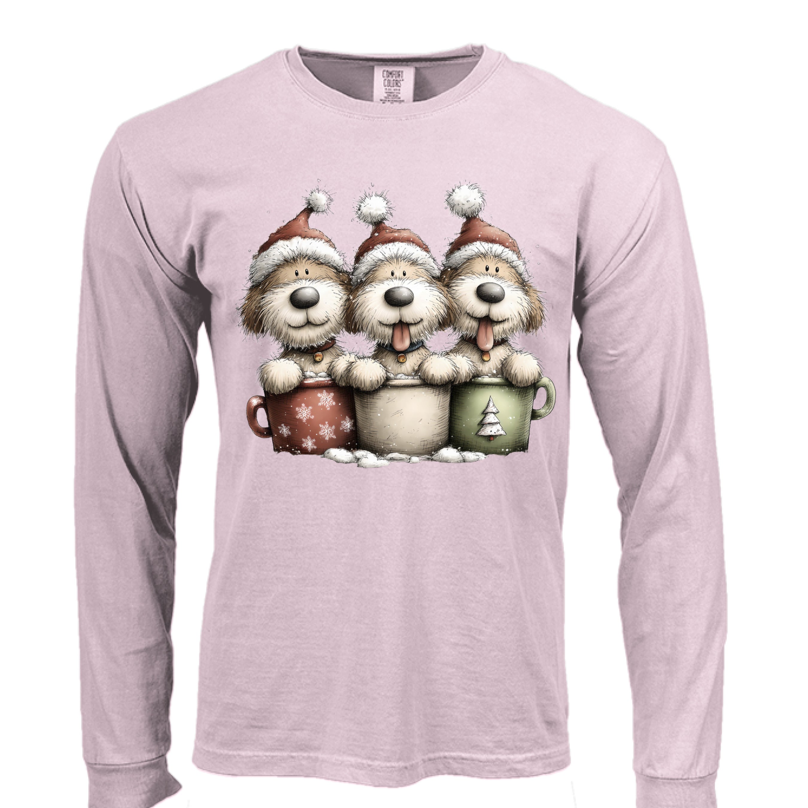 Comfort Colors Long Sleeve - Whimsy Pup Cups Tee
