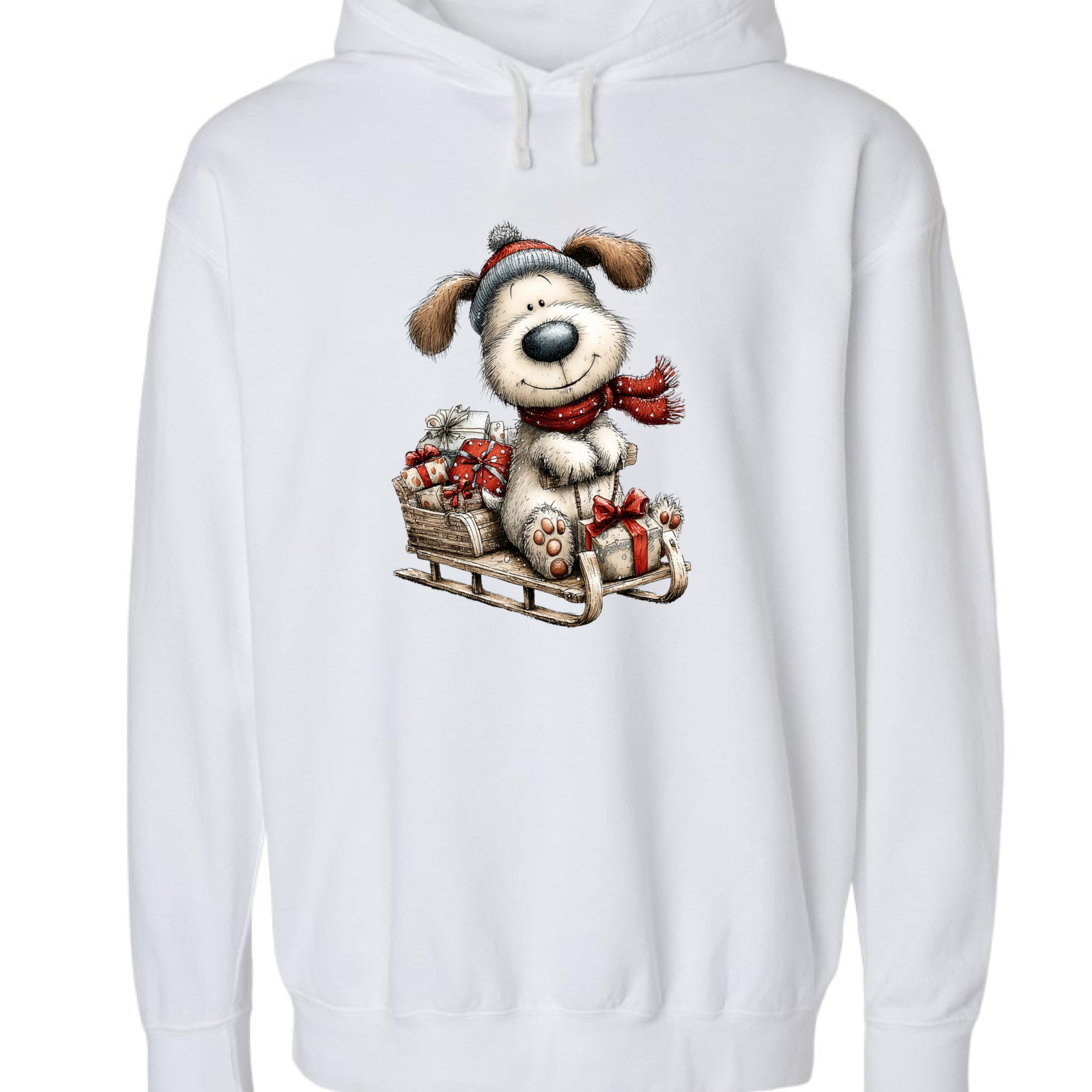 Comfort Colors Whimsy Sledding Pup Hoodie - Winter Gift