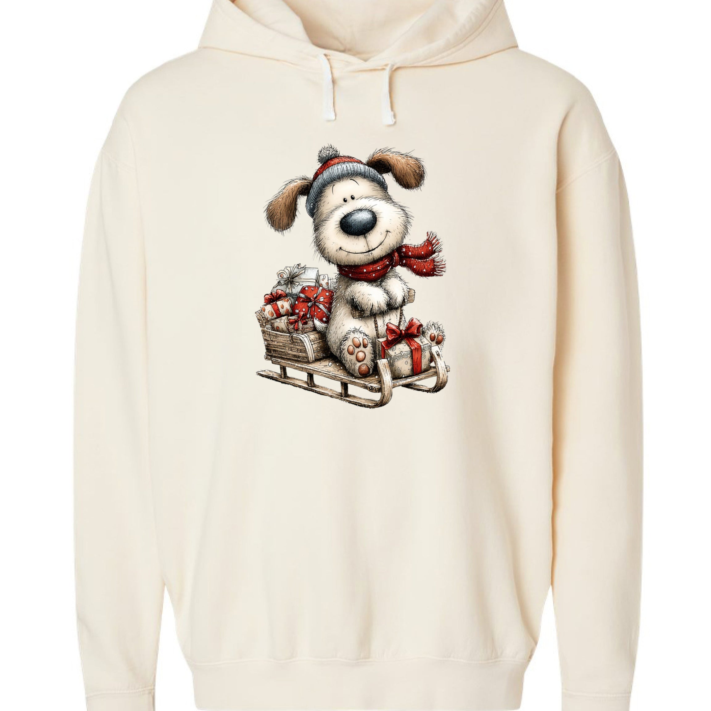 Comfort Colors Whimsy Sledding Pup Hoodie - Winter Gift