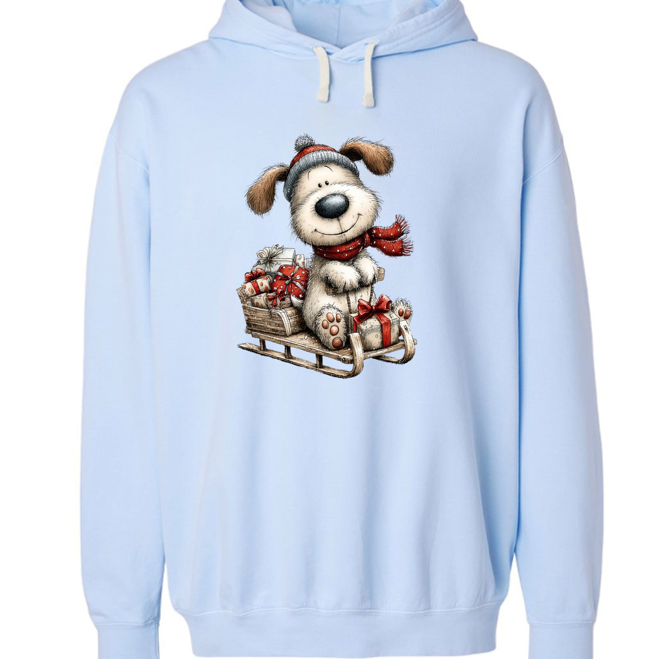 Comfort Colors Whimsy Sledding Pup Hoodie - Winter Gift