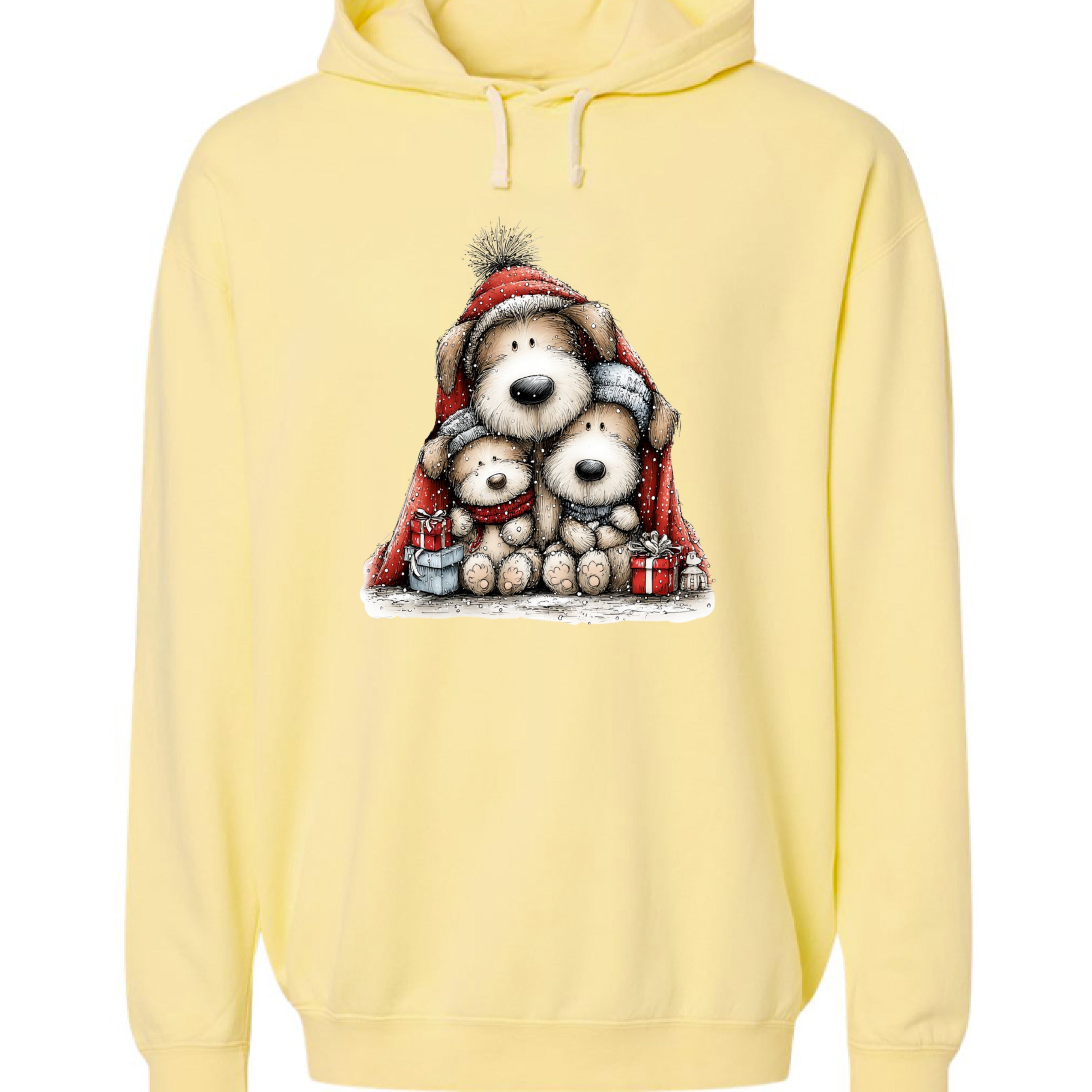 Comfort Colors Huddled Whimsy Pups Hoodie - Christmas Gift