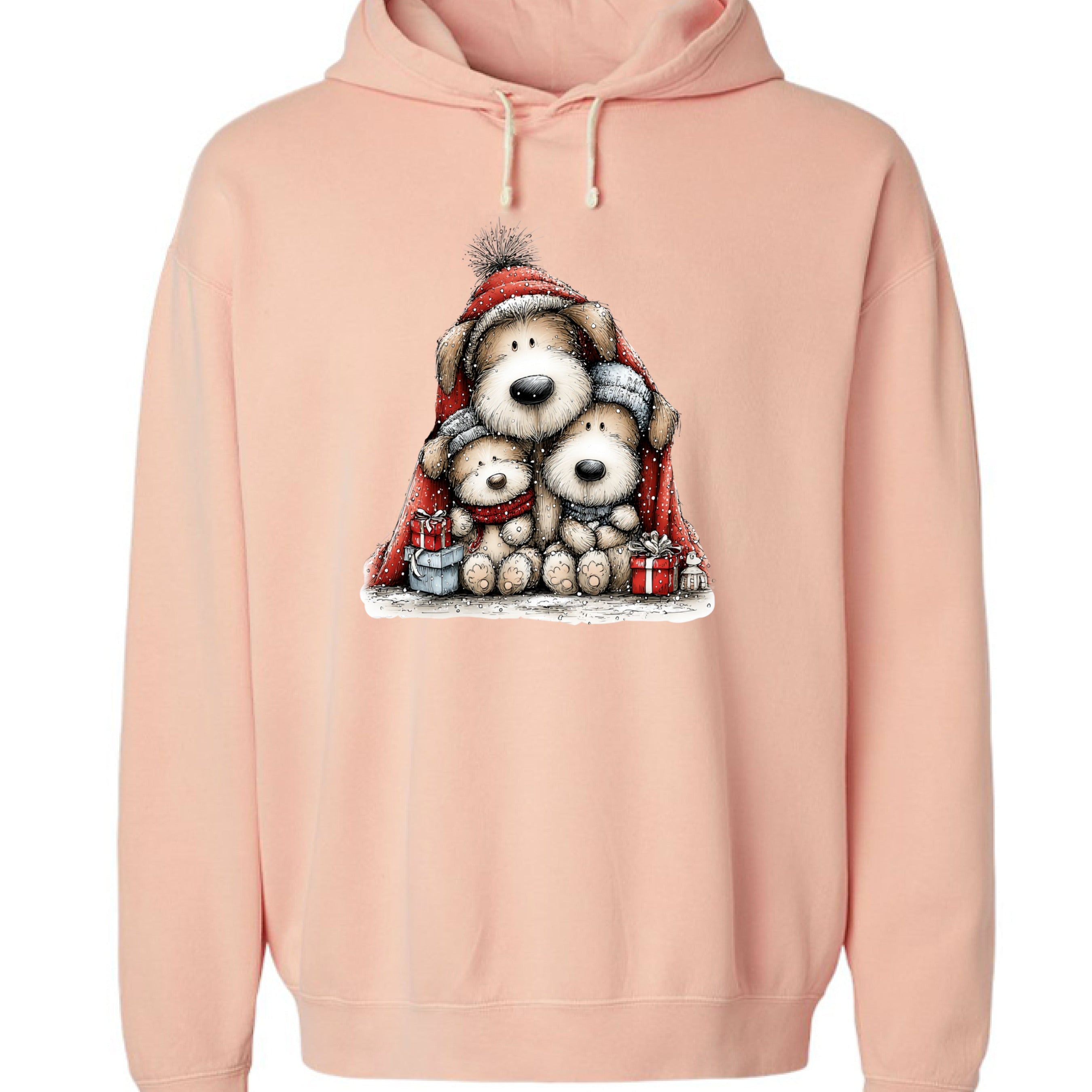 Comfort Colors Huddled Whimsy Pups Hoodie - Christmas Gift