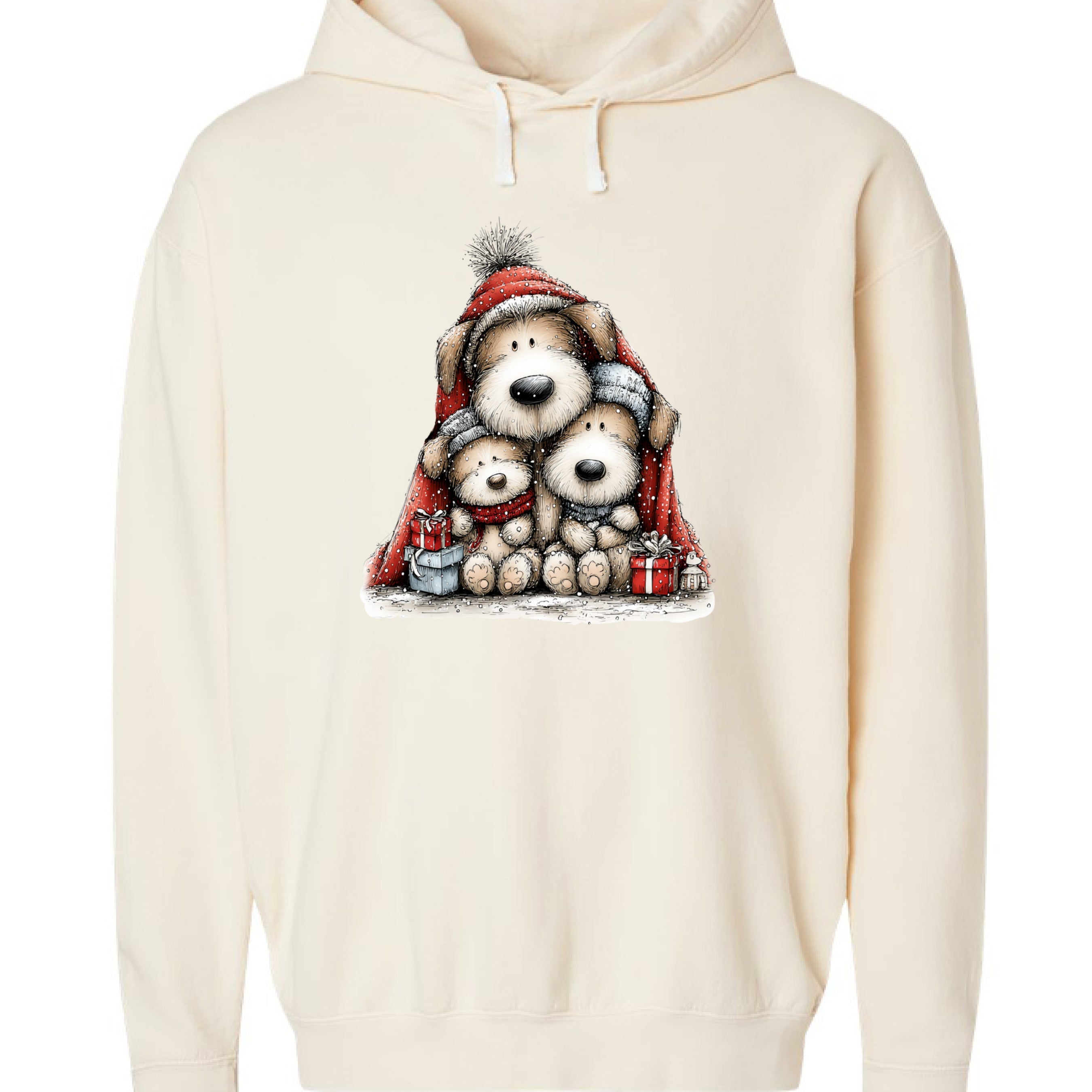 Comfort Colors Huddled Whimsy Pups Hoodie - Christmas Gift