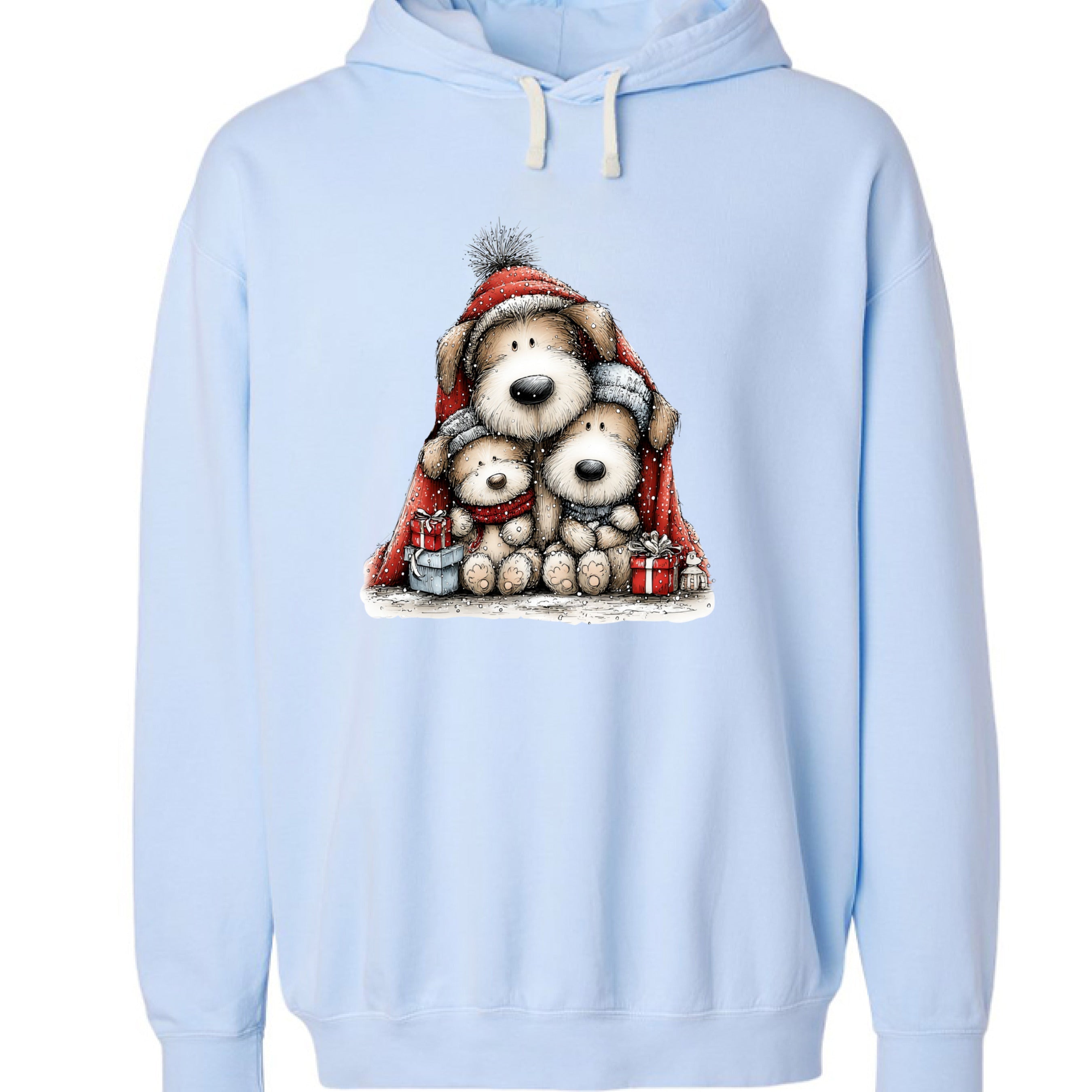 Comfort Colors Huddled Whimsy Pups Hoodie - Christmas Gift