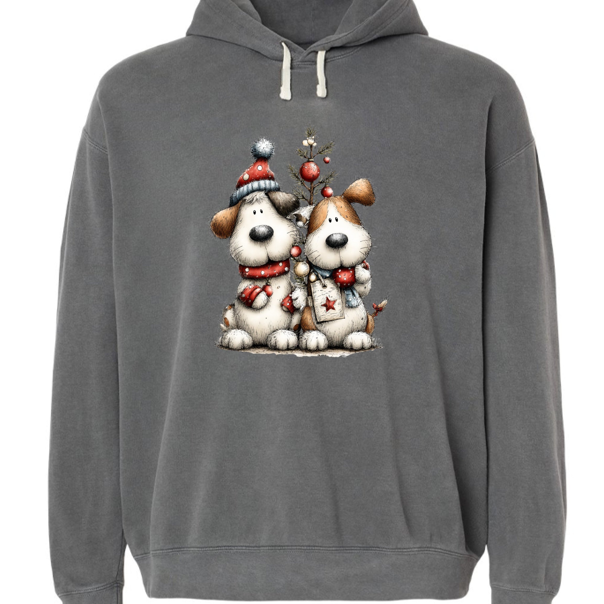 Comfort Colors Christmas Pup Couple Hoodie - Dog Lover Gift