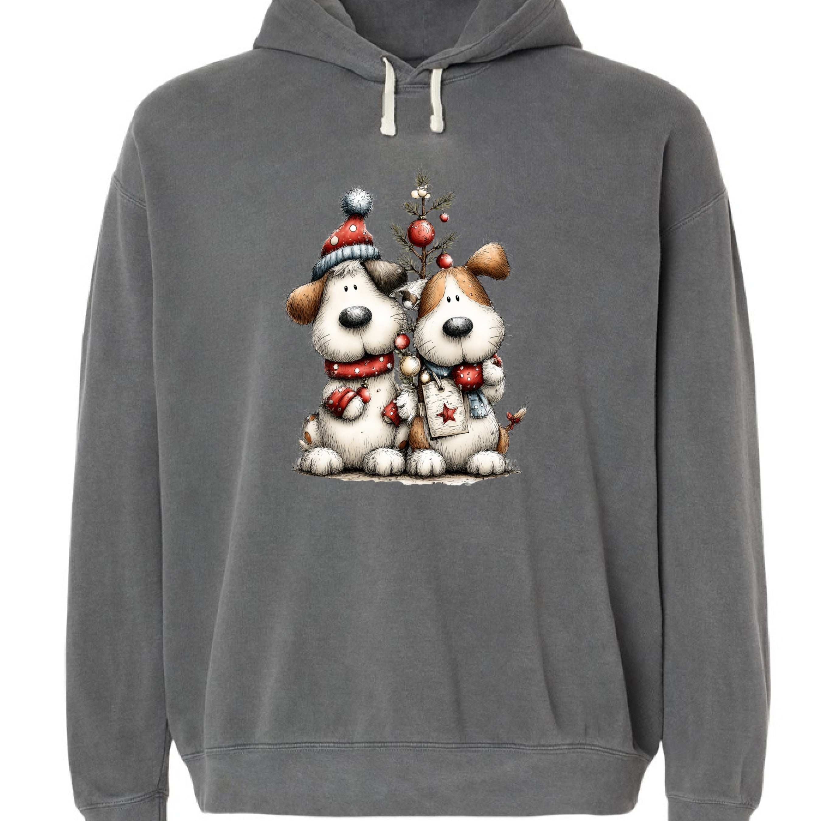 Comfort Colors Christmas Pup Couple Hoodie - Dog Lover Gift