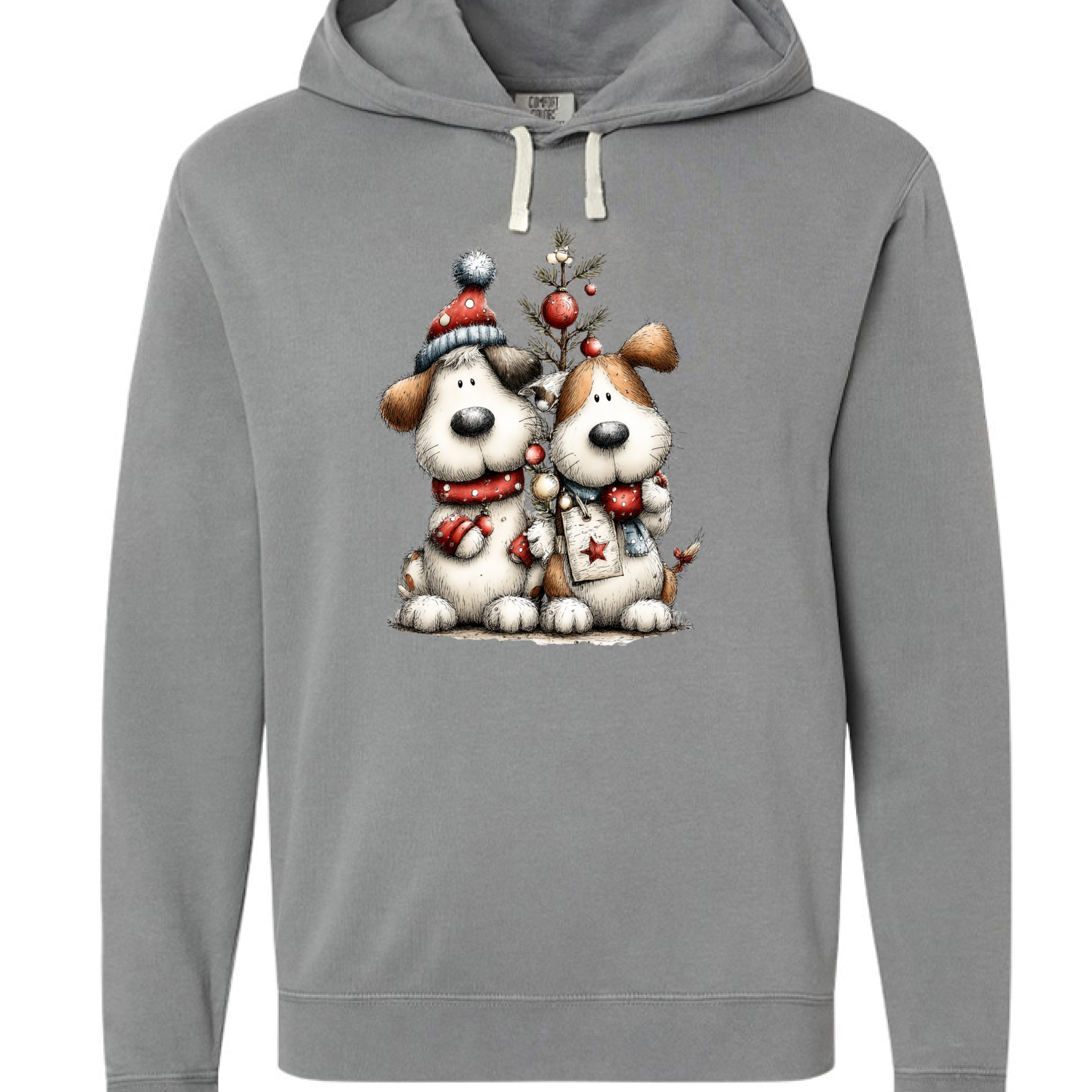 Comfort Colors Christmas Pup Couple Hoodie - Dog Lover Gift