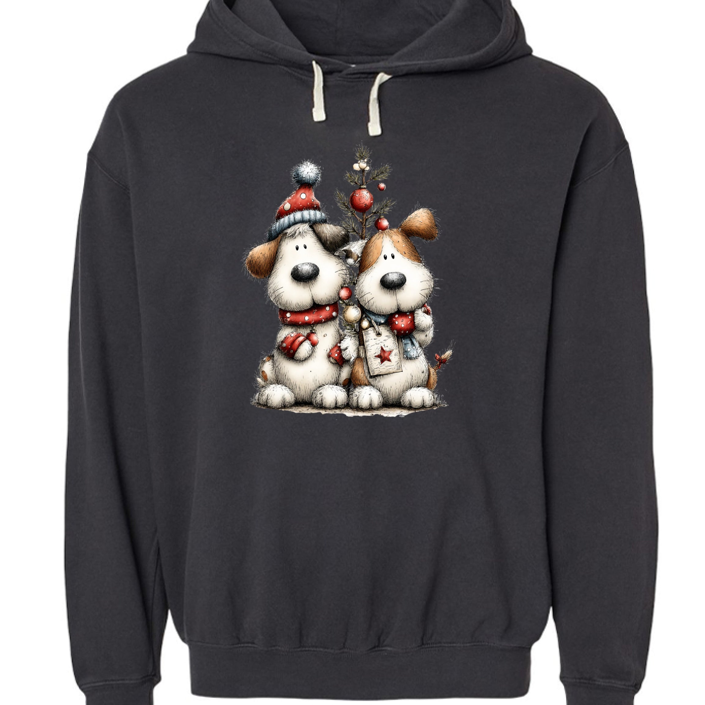 Comfort Colors Christmas Pup Couple Hoodie - Dog Lover Gift