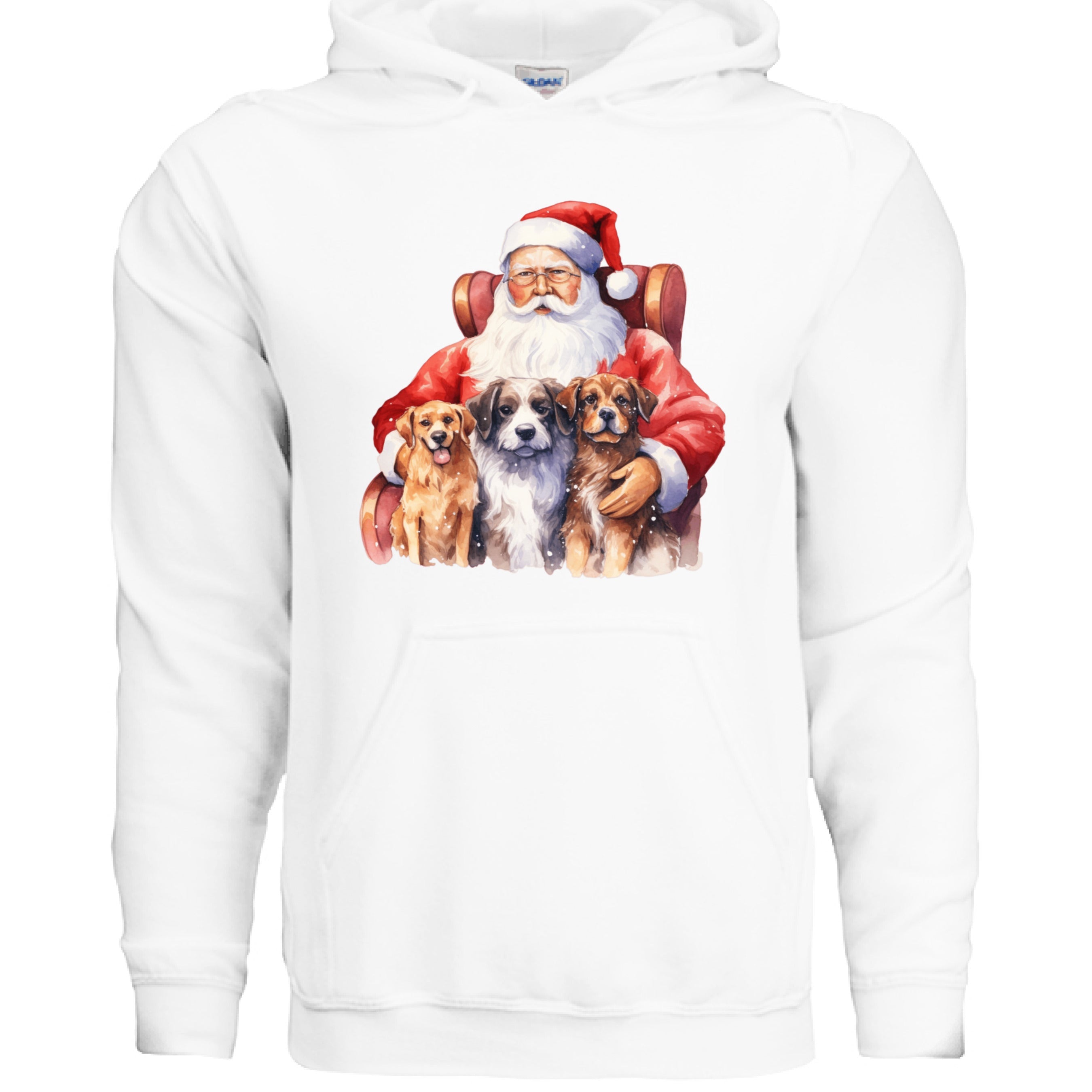 Santa Holding Pups Hoodie - Christmas Dog Lover Sweatshirt