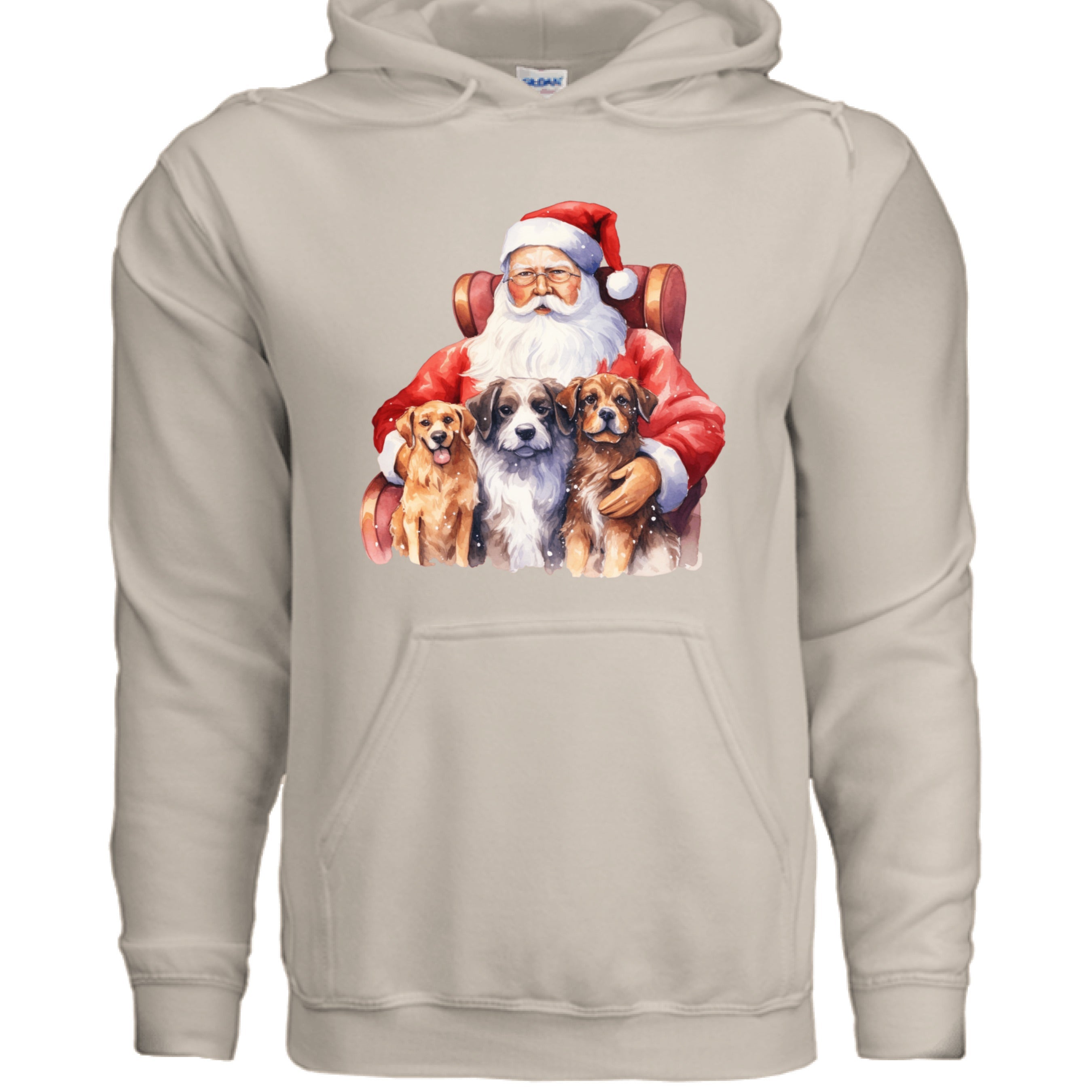 Santa Holding Pups Hoodie - Christmas Dog Lover Sweatshirt