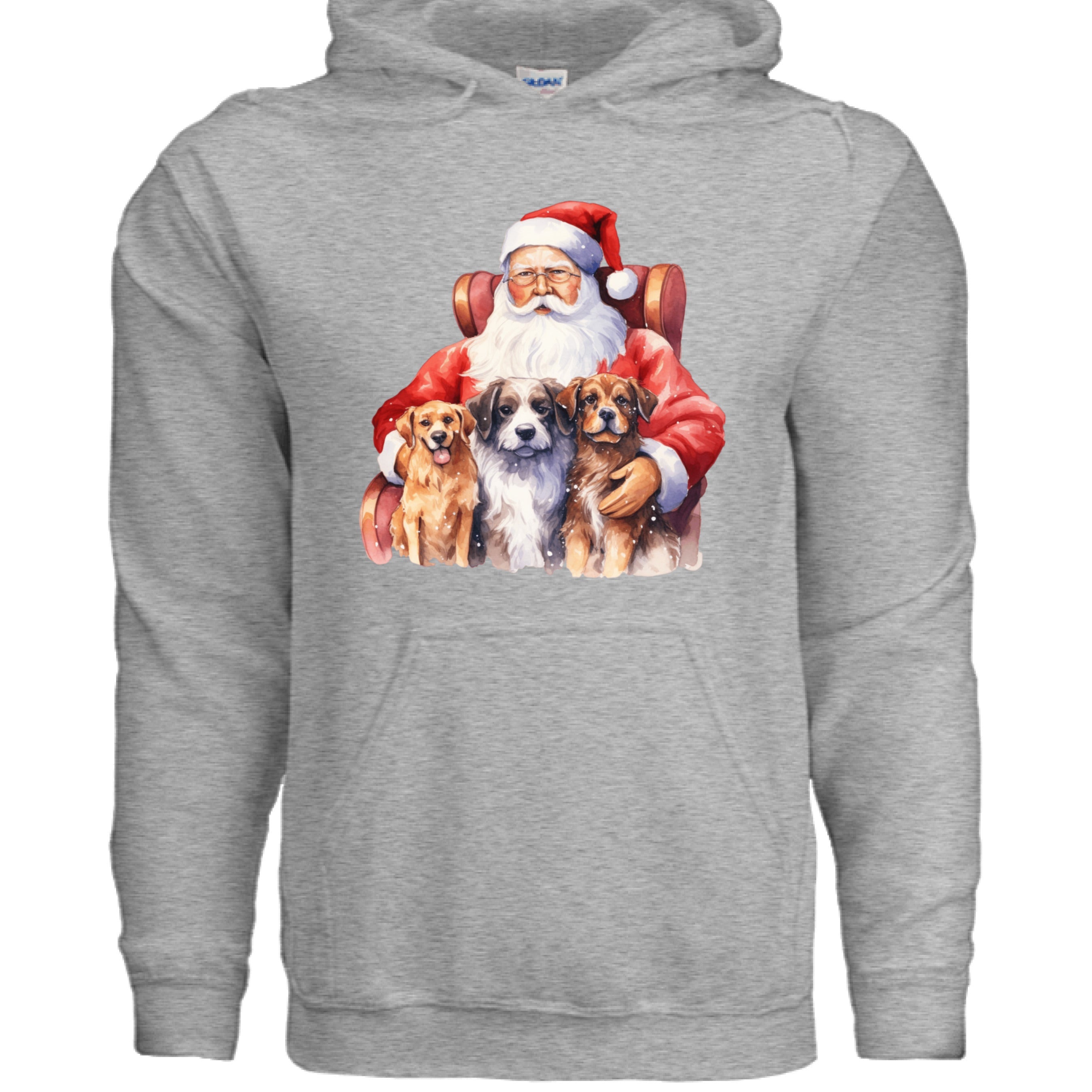 Santa Holding Pups Hoodie - Christmas Dog Lover Sweatshirt