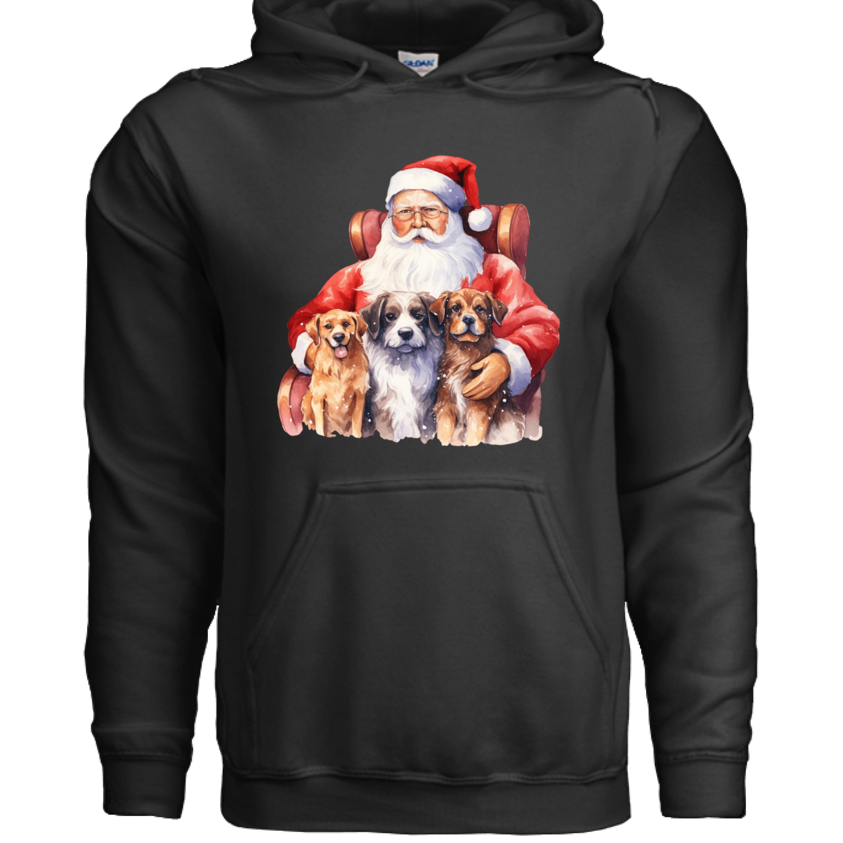 Santa Holding Pups Hoodie - Christmas Dog Lover Sweatshirt