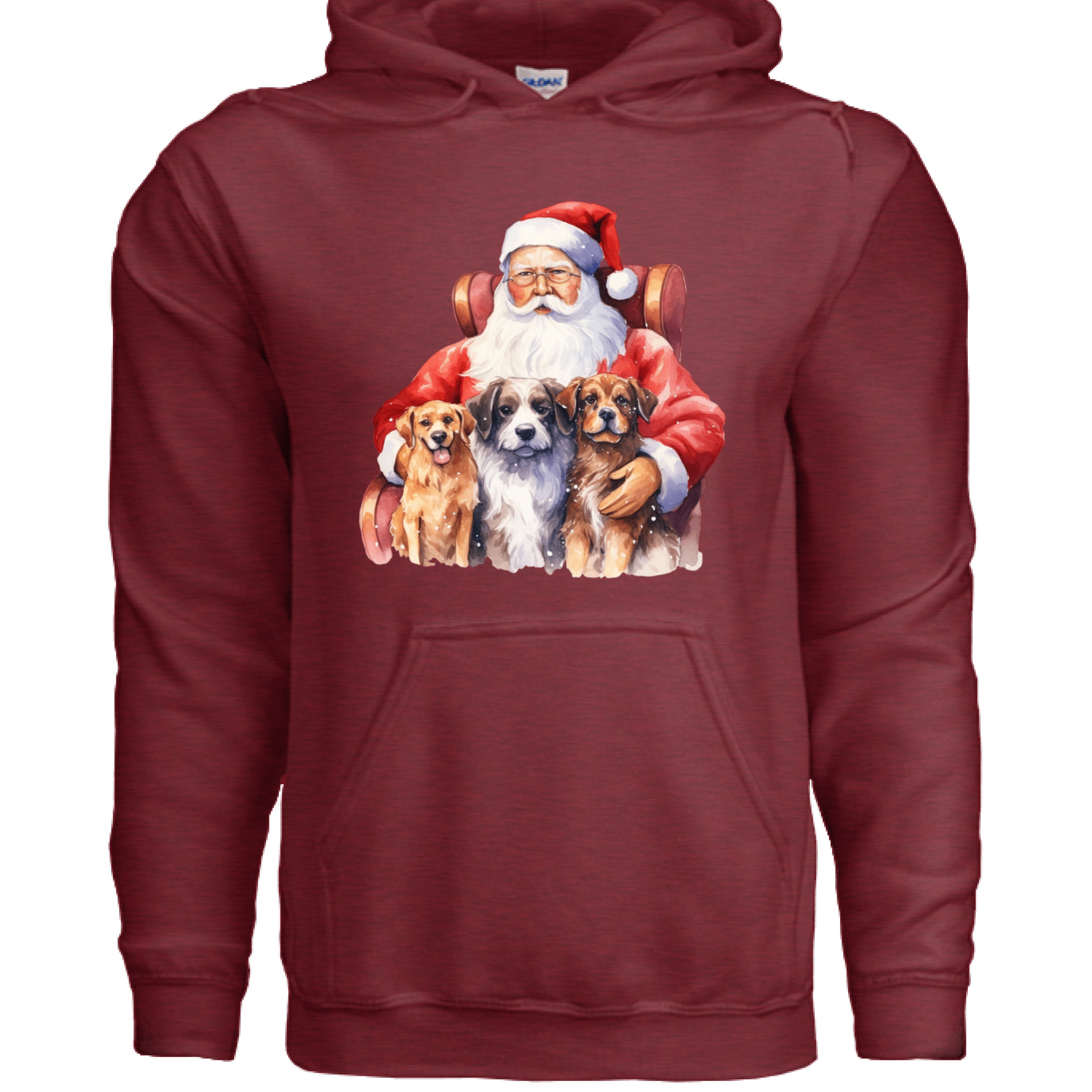 Santa Holding Pups Hoodie - Christmas Dog Lover Sweatshirt