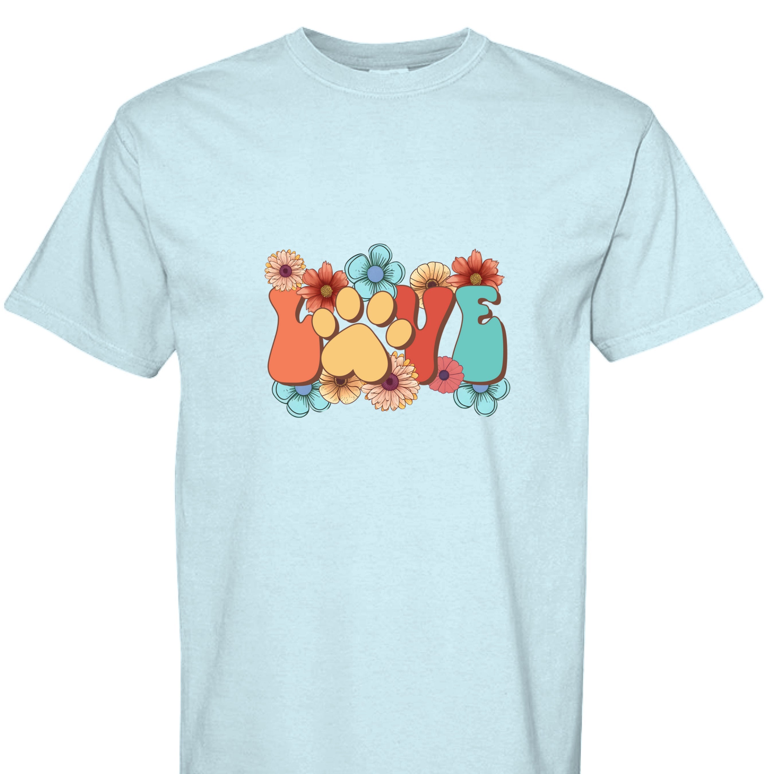 Comfort Colors T-shirt - Flowers and Love Paw Print